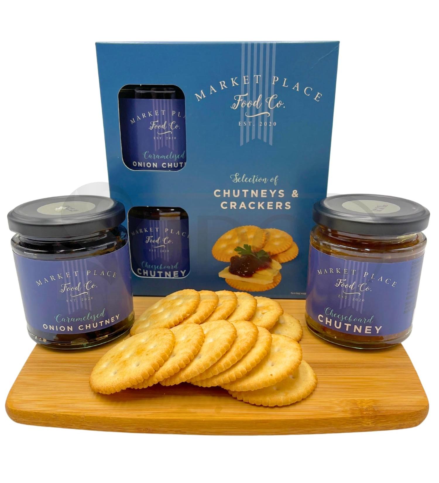 Savoury Chutney & Biscuits Gift Set - Cheeseboard Chutney, Caramelised Onion, Cracker Rounds - Perfect for Cheese Lovers and Afternoon Tea - Buy Online on GoSupps.com
