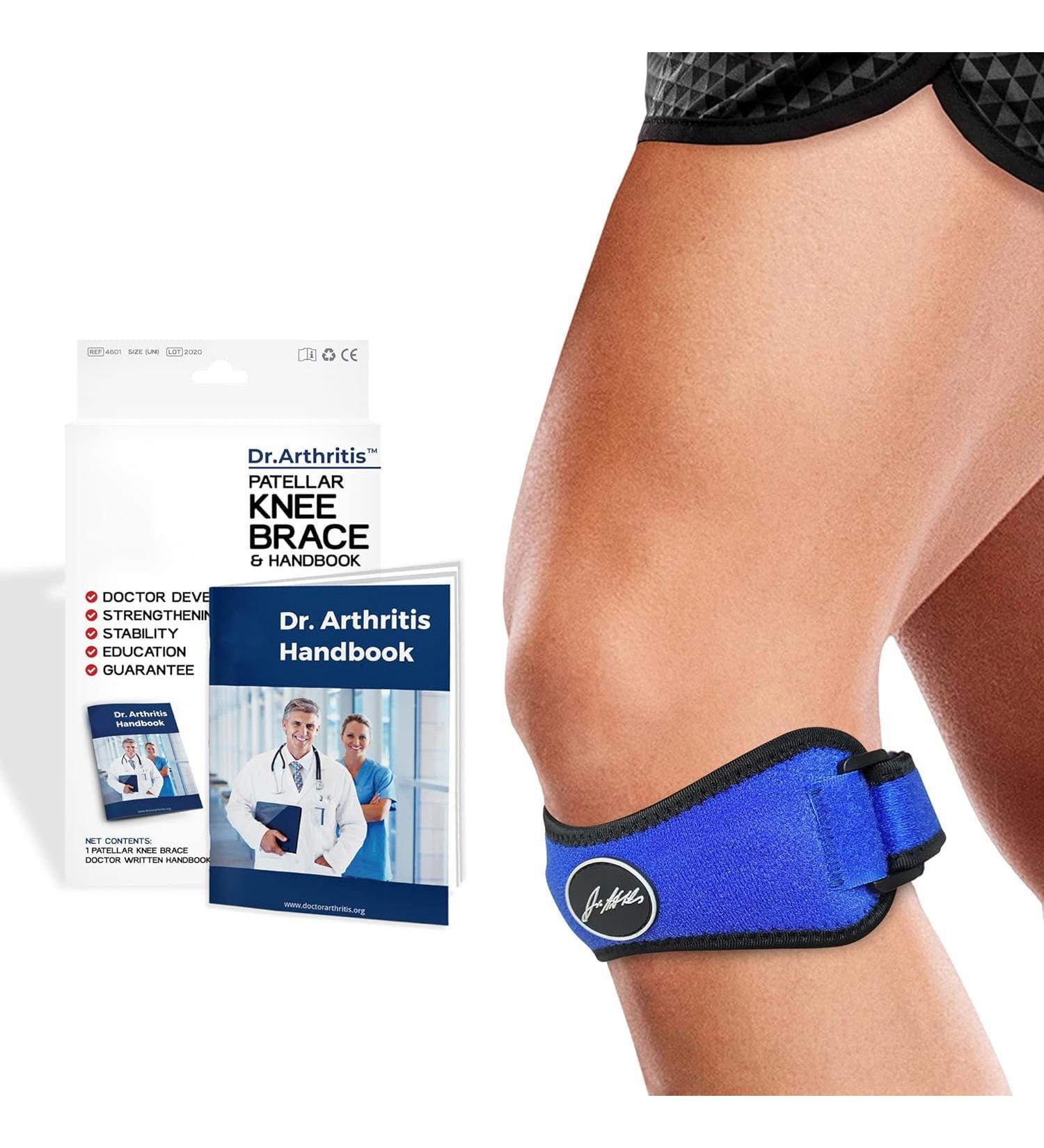Patella Tendon Bandage - Adjustable Knee Support for Meniscus & Tendonitis | Designed by Doctors - Blue Single Pack - Buy Online on GoSupps.com