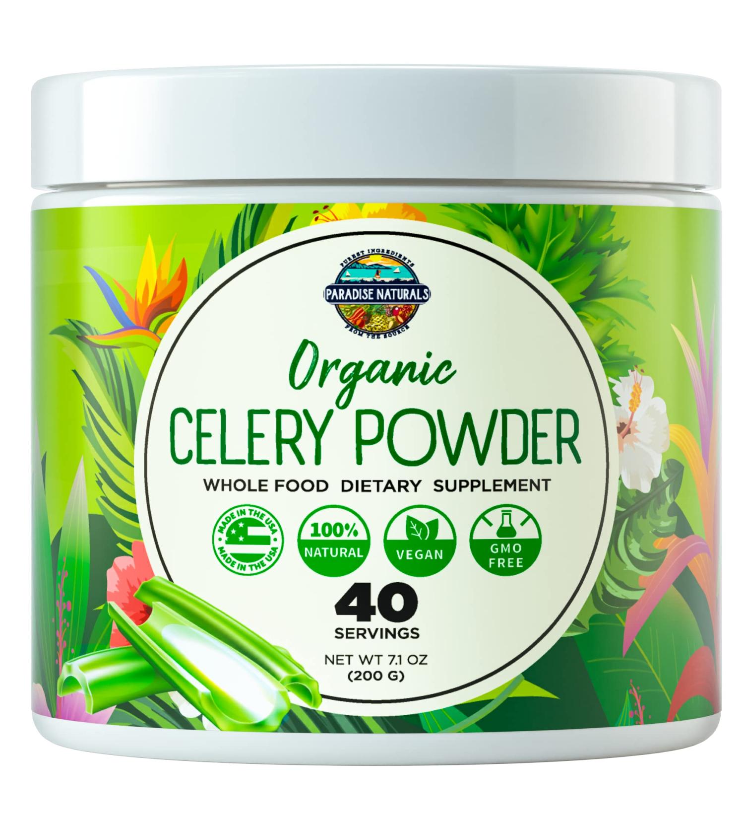 Organic Celery Juice Powder - Gut Health Support, Detox Cleanse, Energy Boost - 40 Servings - Buy Online on GoSupps.com