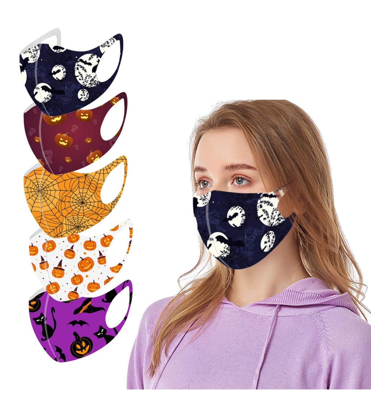 Yliquor 5pc Adult Halloween Mouth Mask for Protection Face and Nose Health Washable Earloop Mask Reusable Washable for Men Women Adults (5 PC M) - Buy Online on GoSupps.com