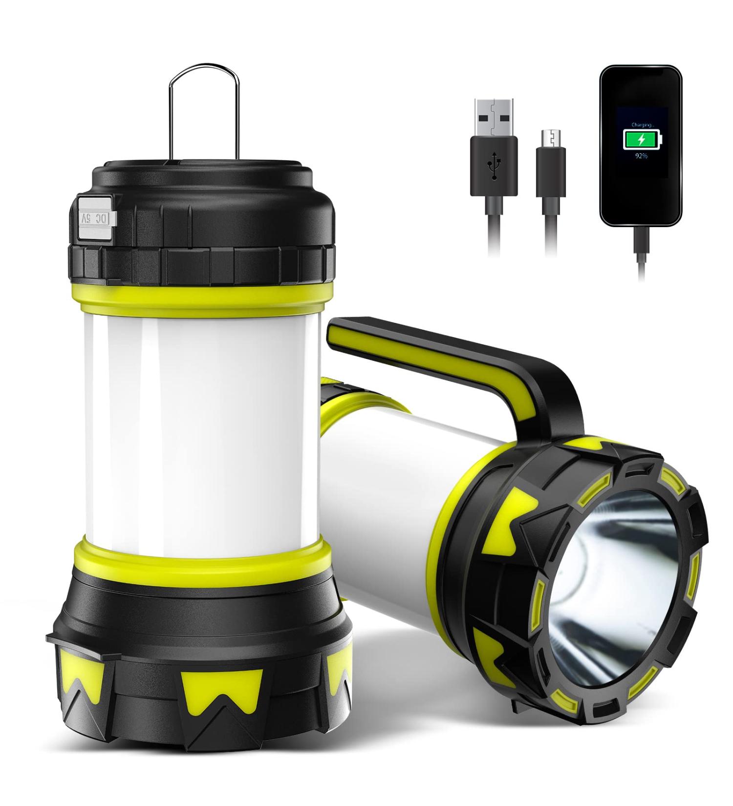 Bochaos Camping Lantern Flashlight Rechargeable, 6 Modes LED Bright Flashlight 3000mAh Power Bank, IPX4 Waterproof, Emergency Flashlight Lantern for Outdoor, Hurricane, USB Cable Included-1 Flashlight Flashlight-1 - Buy Online on GoSupps.com