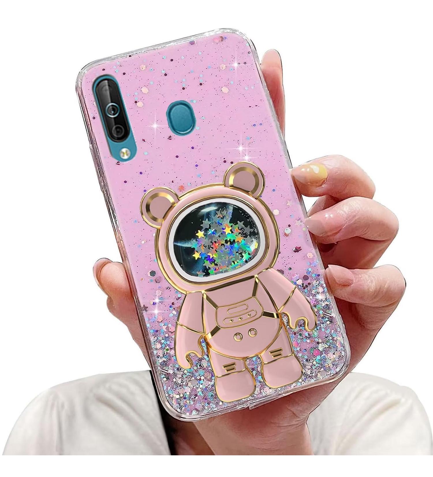 Buy Tivenfezk Nadoli Pink Astronaut Glitter Case for Samsung Galaxy A40 - Soft Silicone Hidden Stand Protective Cover - Buy Online on GoSupps.com