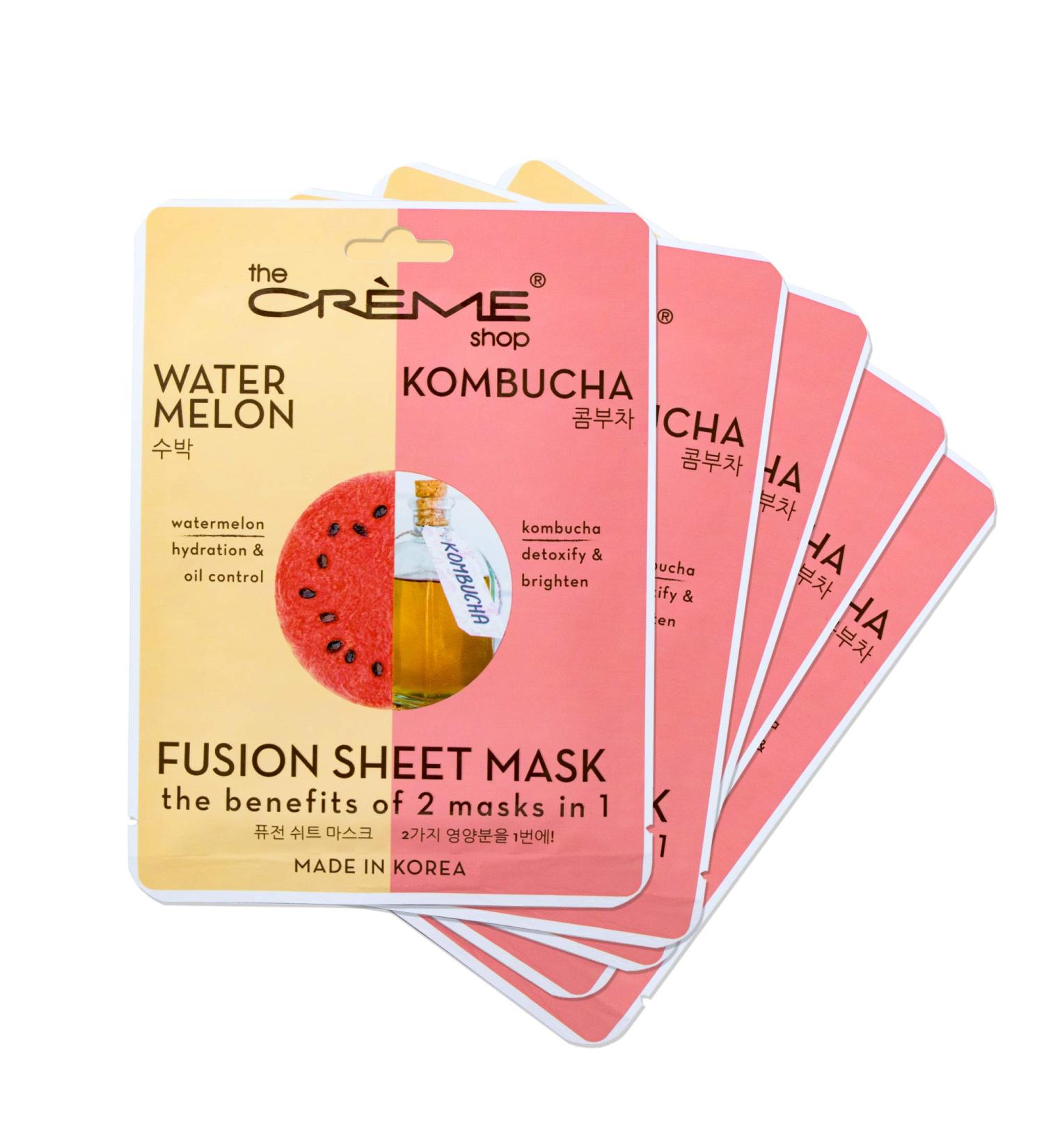 Cr me Shop Watermelon & Kombucha Face Mask - Korean Facial Skincare - Hydrating & Anti-Aging - 5 Sheet Set - Buy Online on GoSupps.com