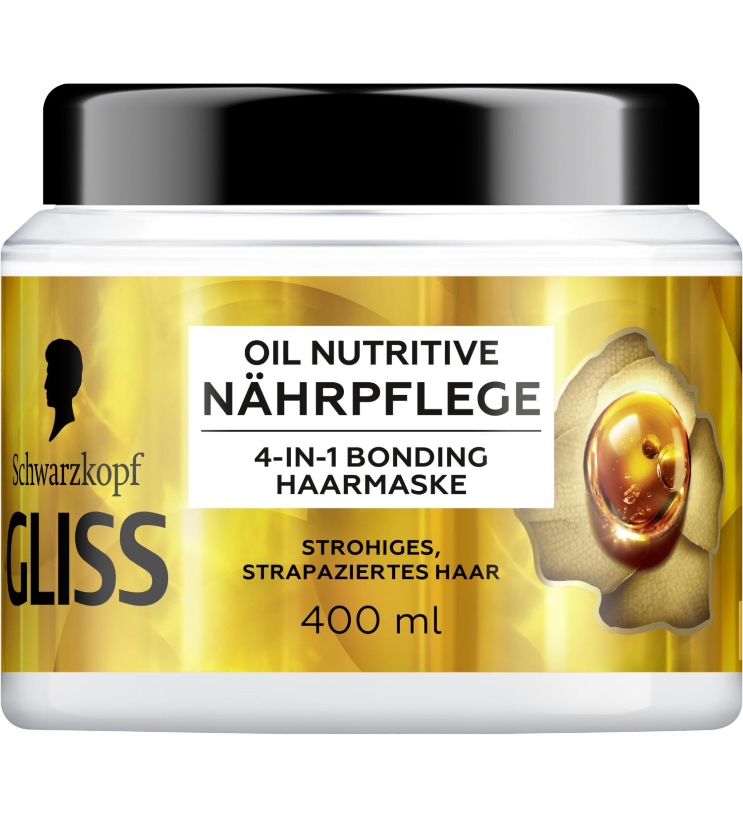 Gliss 4 in 1 Oil Nutritive Nourishing Care (400 ml) Hair treatment with HAPTIQ system & marula oil nourishes coarse and damaged hair hair mask for sensual softness - Buy Online on GoSupps.com