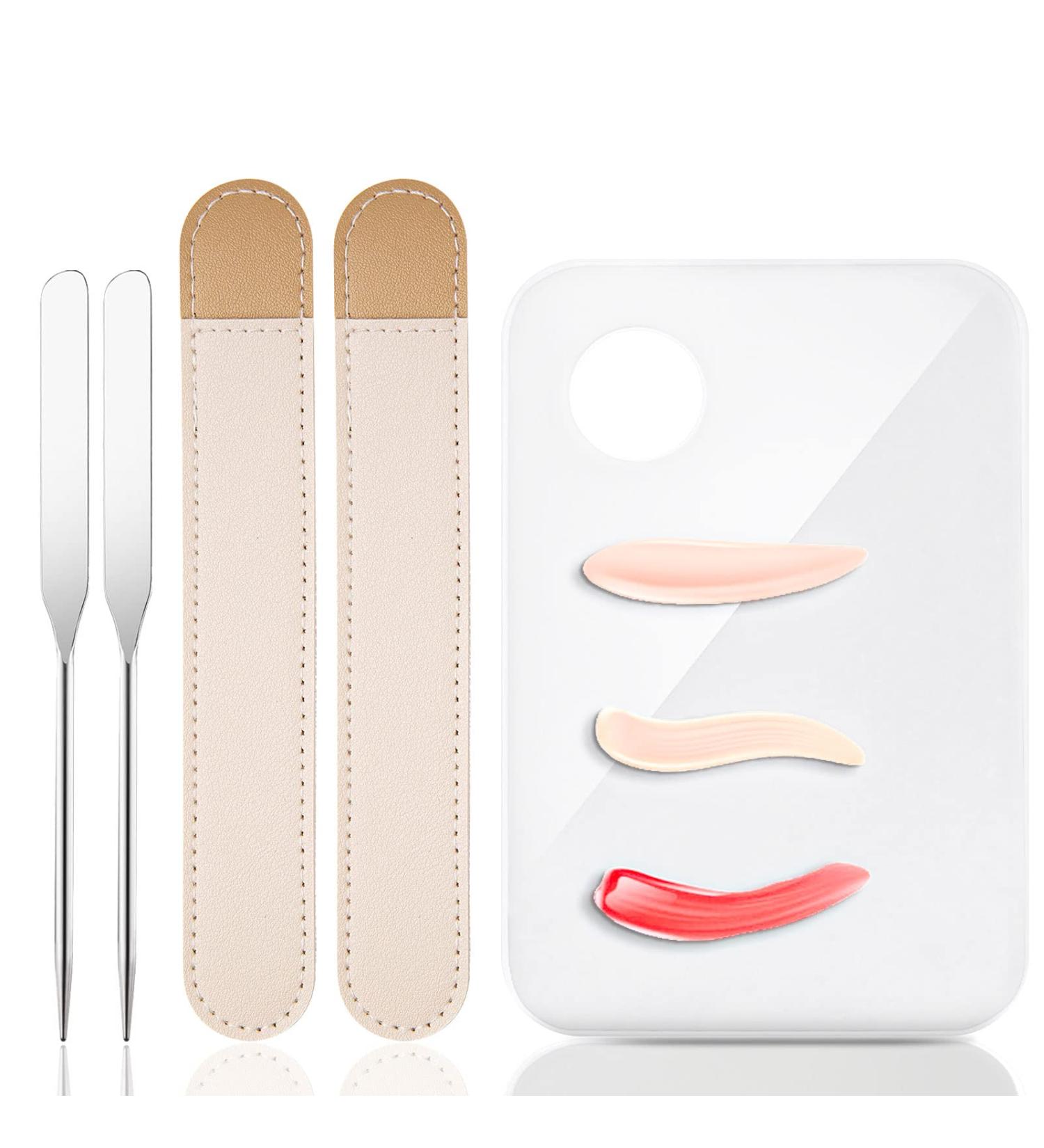 5-Pack Korean Makeup Spatula Set with Stainless Steel Spatula and Clear Palettes - Buy Online on GoSupps.com