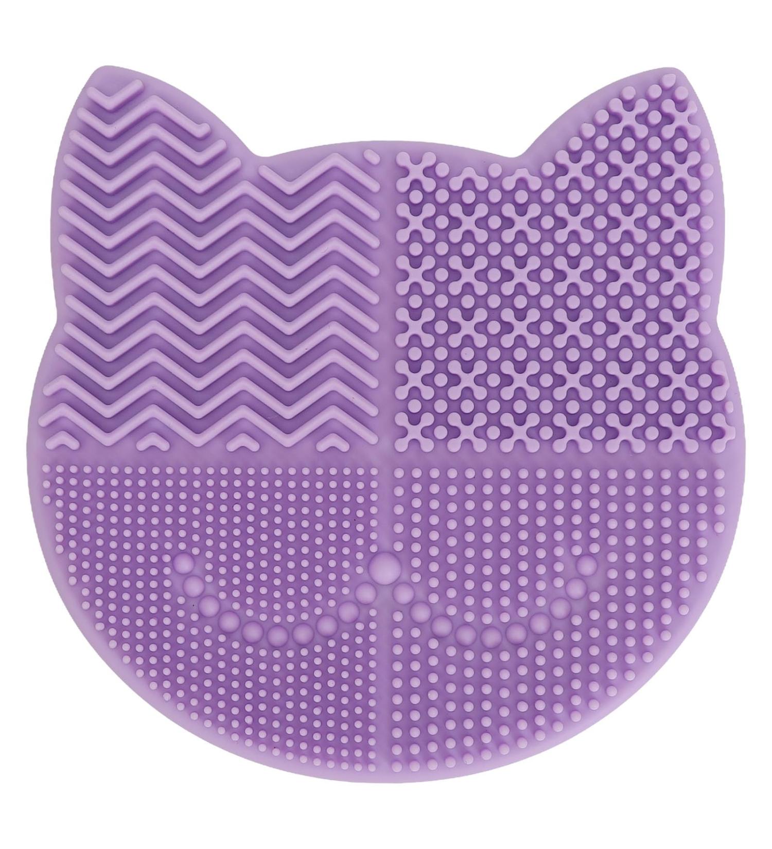 Cat Shaped Makeup Brush Cleansing Bowl - Skin Friendly & Durable Daily Use Mat (Purple) | Shop Internationally - Buy Online on GoSupps.com