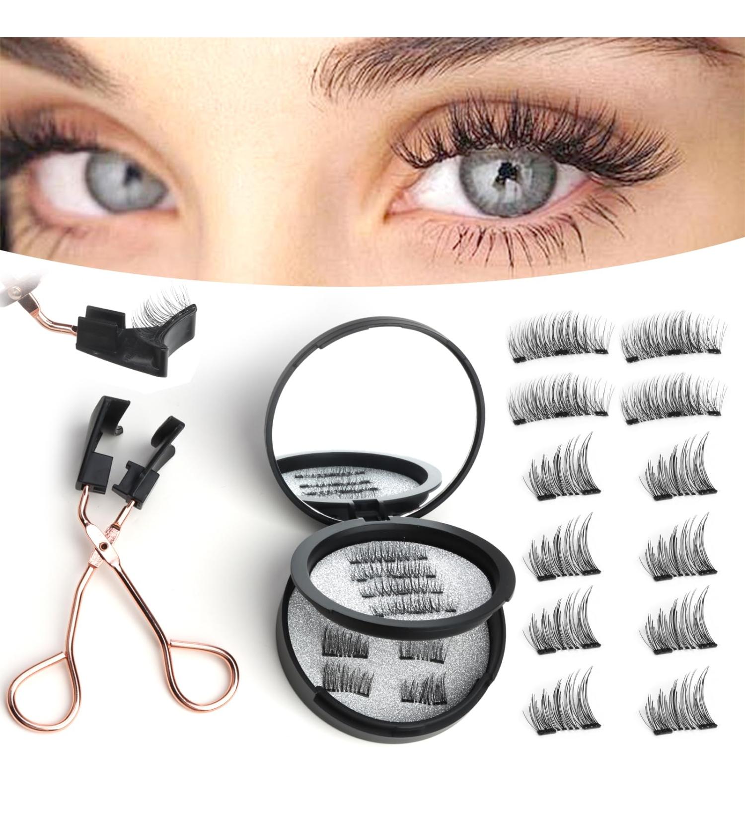 Magnetic Eyelashes without Eyeliner 12 Pieces Reusable Dual Magnetic lashes False Eyelashes No Glue and Eyeliner Needed Natural Look 3D False Lashes Black Eyelashes Waterproof & Easy to Wear - Buy Online on GoSupps.com