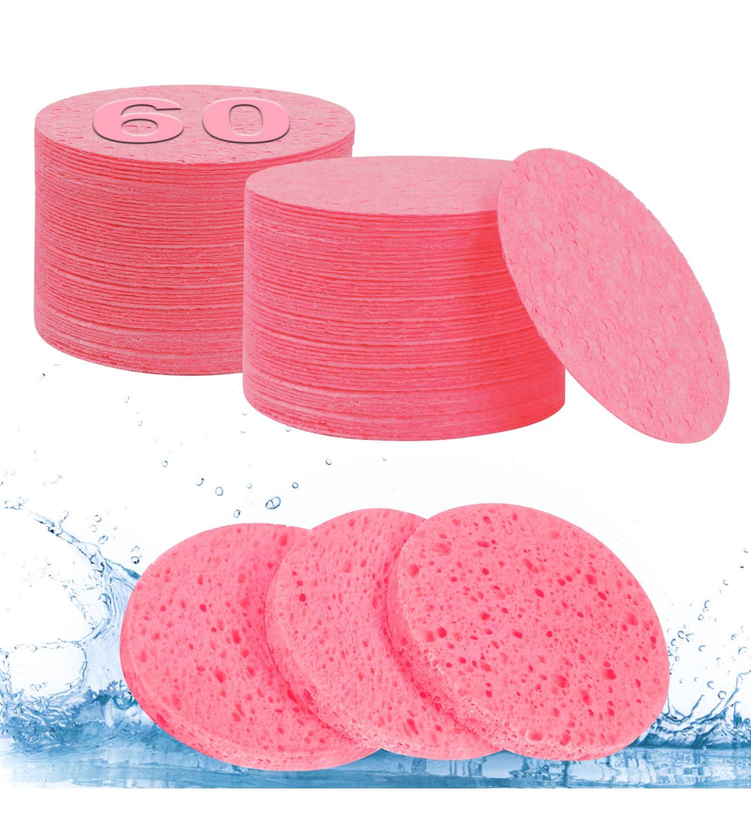 AUAUY Compressed Facial Sponges 60-Count Cellulose Facial Sponges for Daily Cleansing 100% Natural Wood Pulp Cotton Face Washing Sponge for Facial Cleansing Exfoliating Mask Makeup Removal(Pink) 60 Count-pink - Buy Online on GoSupps.com