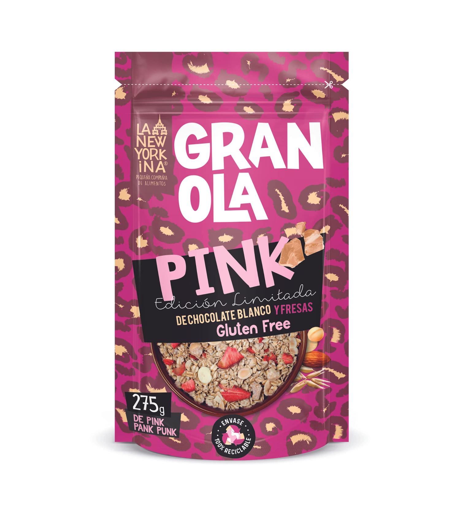 LA NEWYORKINA White Chocolate and Strawberry Granola Gluten Free 275gr. Cooked with Extra Virgin Olive Oil - Natural Products - 100% Artisanal Production - Buy Online on GoSupps.com