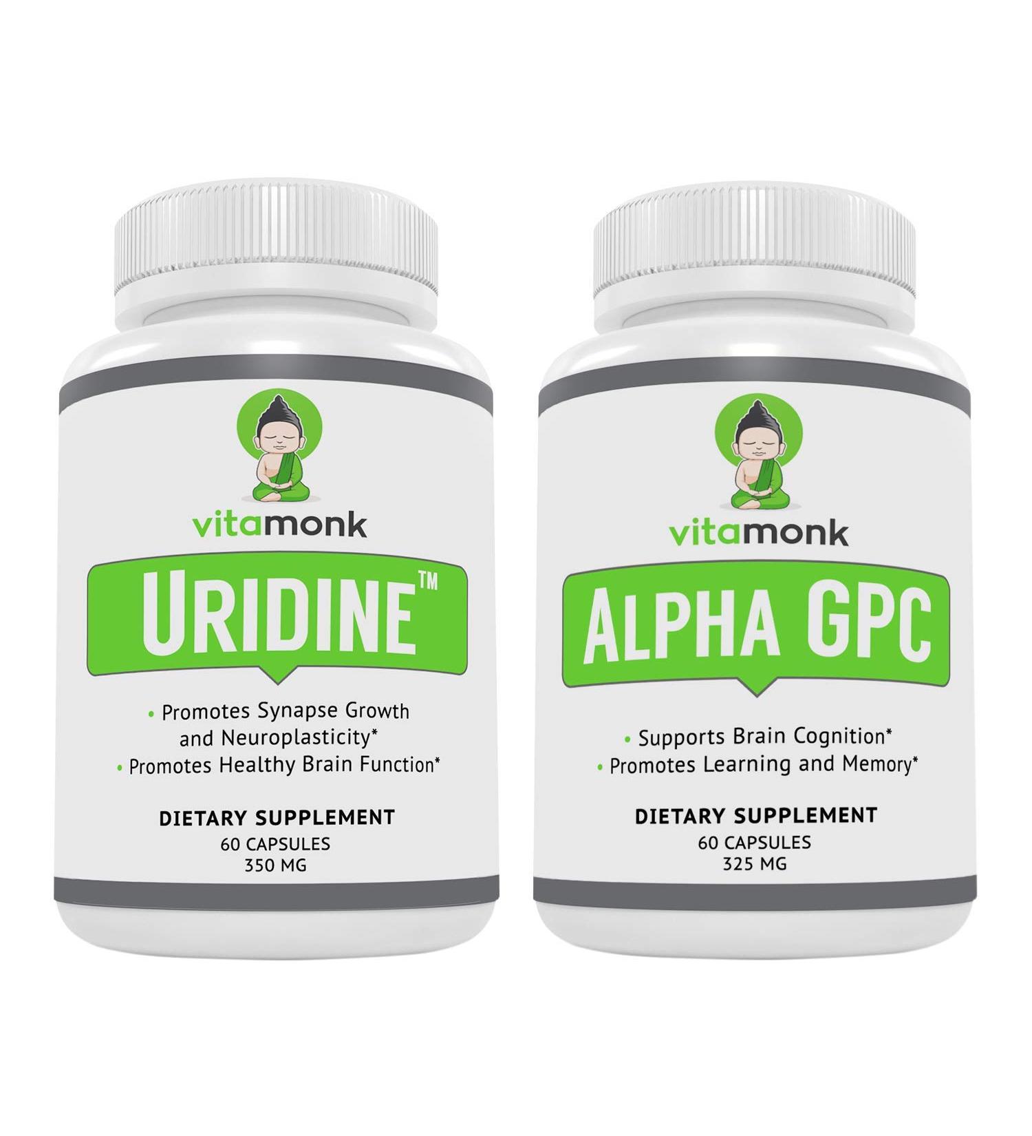 Alpha GPC and Uridine Stack - Mr Happy Stack for Cognitive Support and Dopamine Receptor Health - Pure Choline and Uridine Monophosphate Blend - Buy Online on GoSupps.com