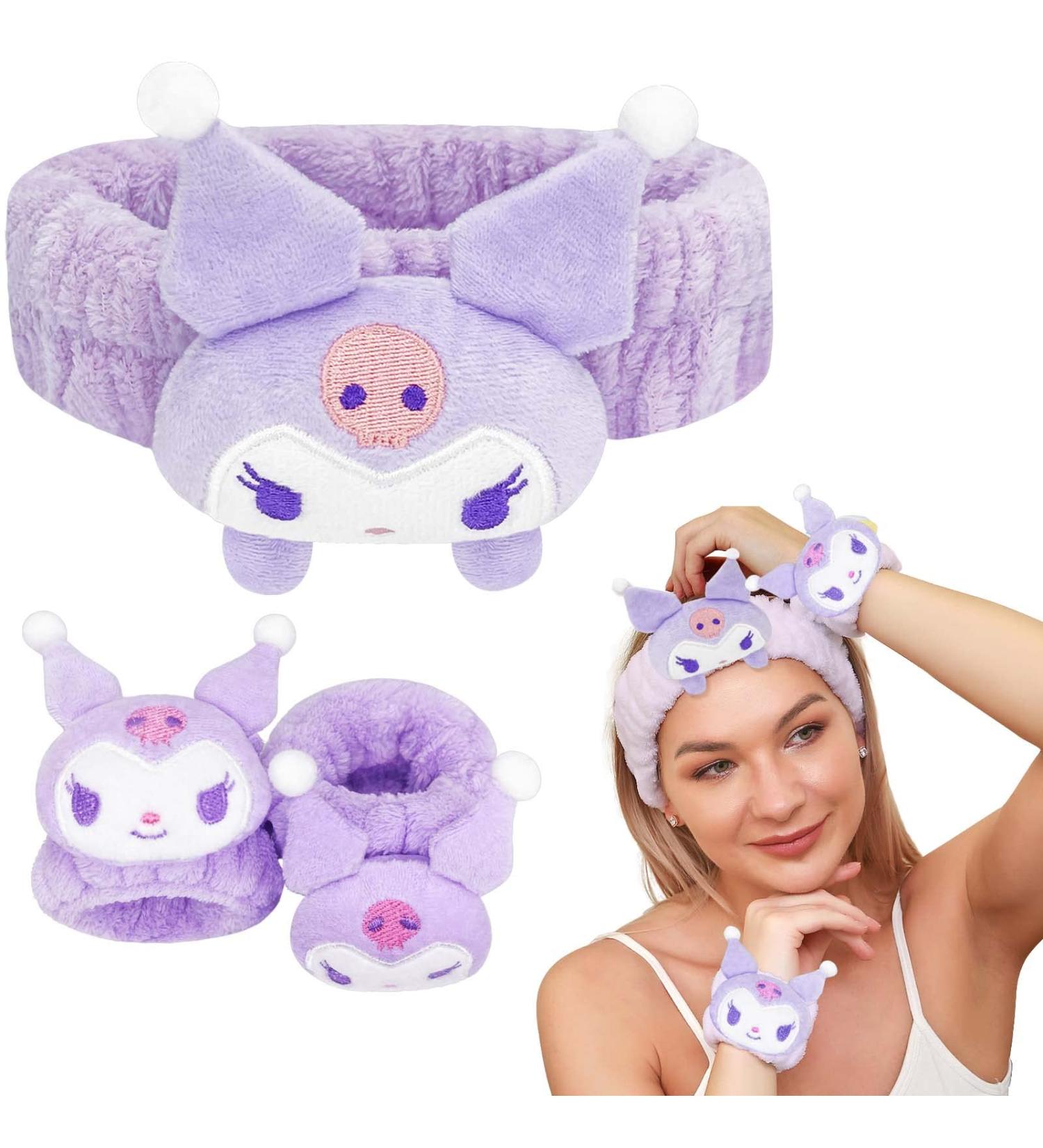 Kawaii Purple Spa Headband and Wristband Set for Women and Girls - Soft Skincare and Makeup Hairband for Face Washing, Bath, Shower, and Beauty - Buy Online on GoSupps.com