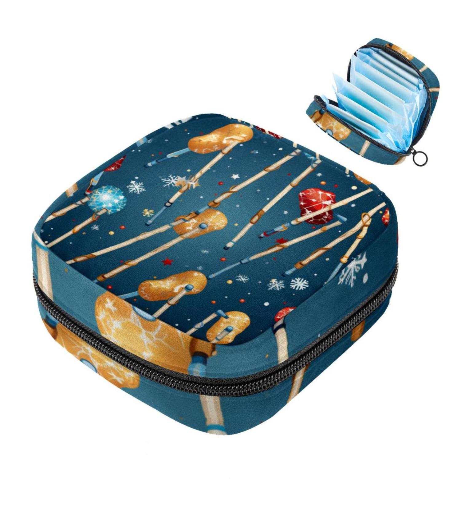 MUOOUM Menstrual Artery Bag - Zippered Tampon Organizer for Women & Girls | Christmas Candy Cane Pattern 4.7x6.6x6.6 in - Buy Online on GoSupps.com