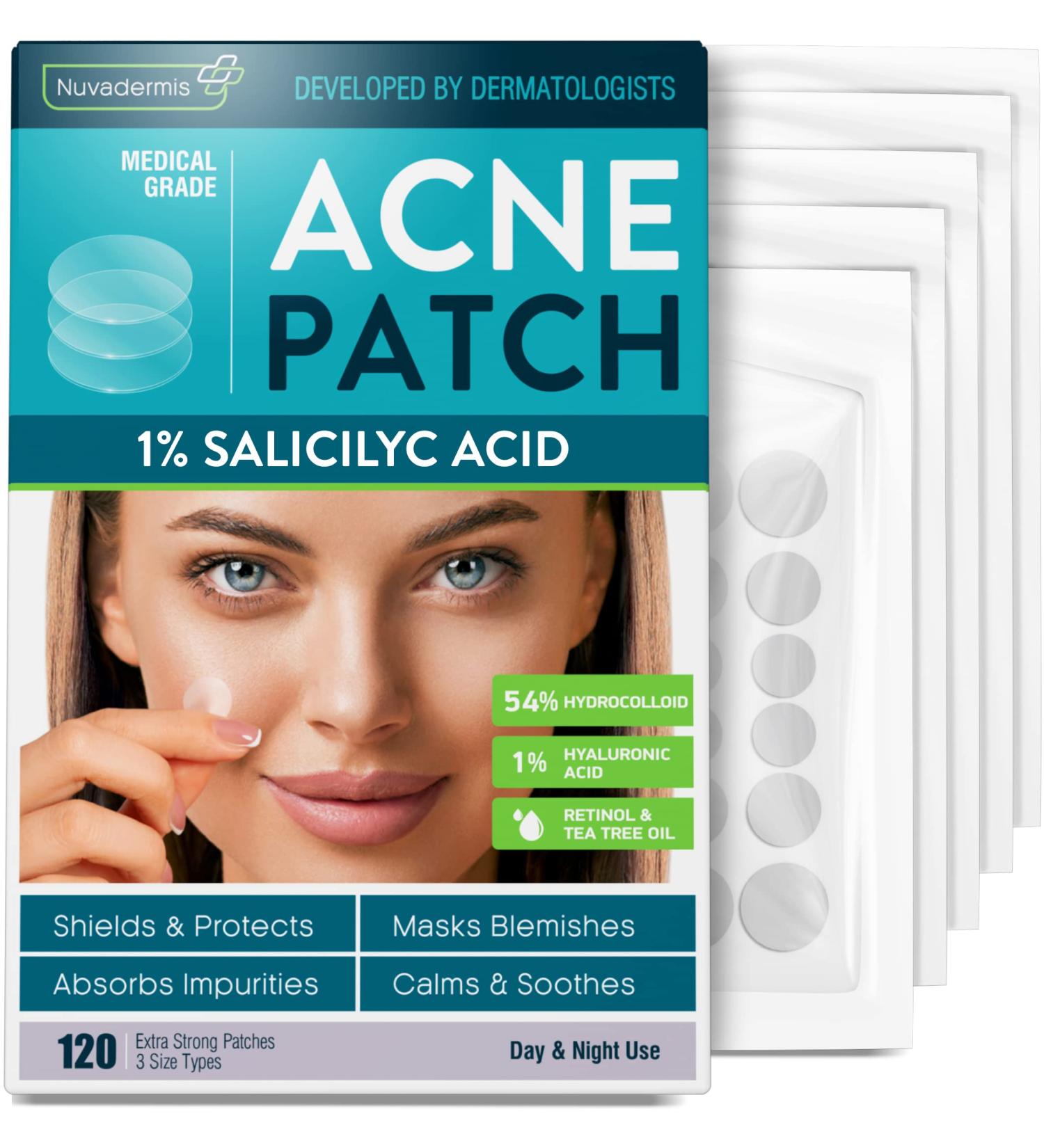 Acne Pimple Patches - 120 Patch Pack with Hydrocolloid, Salicylic Acid, Tea Tree Oil & Vitamin A - Blemish Treatment for Clean Skin - Buy Online on GoSupps.com