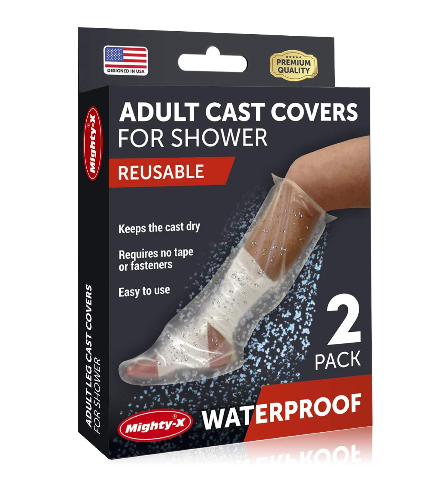 Waterproof Cast Cover Leg Reusable 2pk Protector for Shower - Adult Knee/Ankle/Foot - Half Leg - Buy Online on GoSupps.com