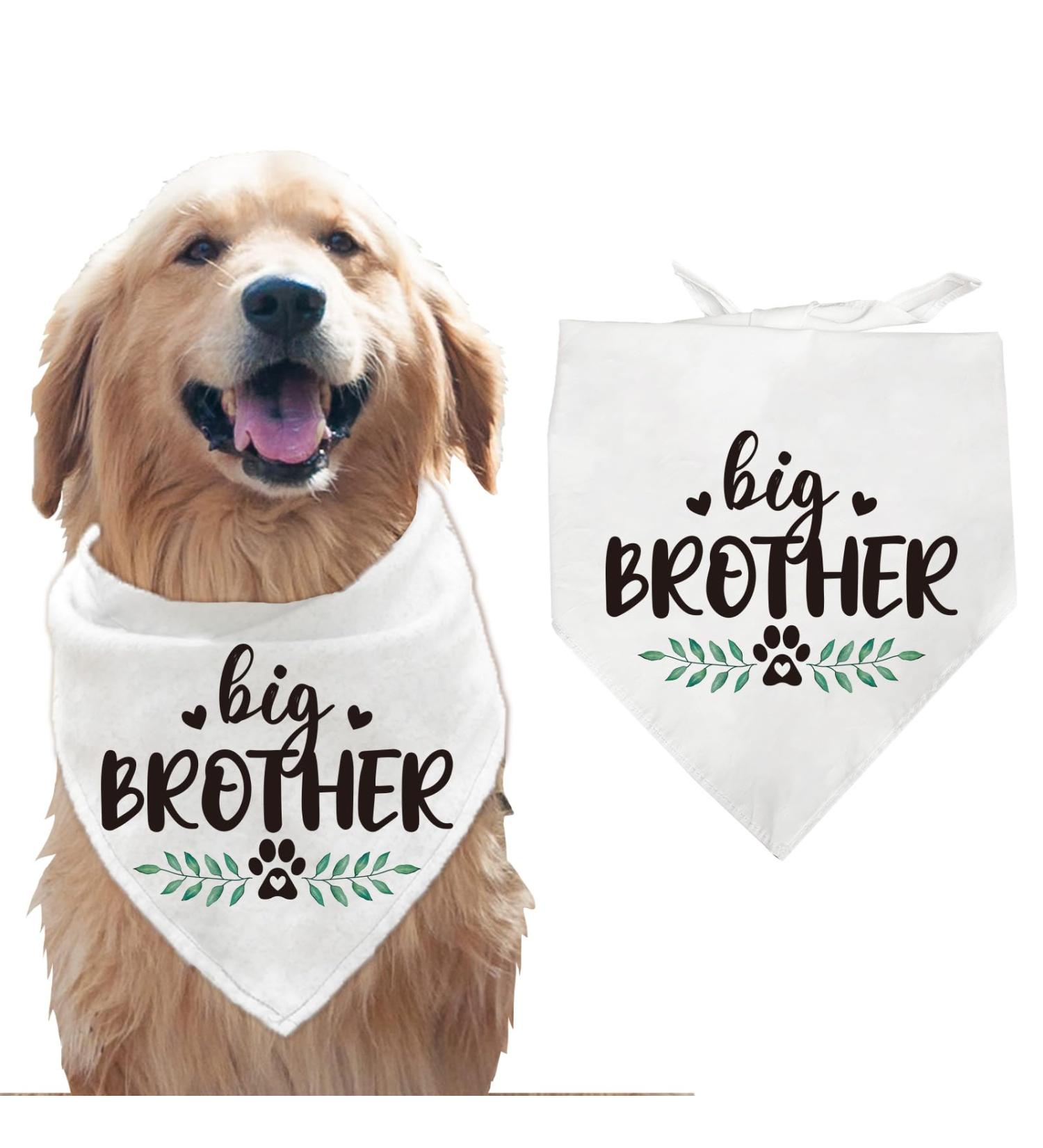 Arricraft Big Brother Pet Bandana - White Cotton Triangle Scarf for Dogs and Cats 55x55x78cm - Buy Online on GoSupps.com