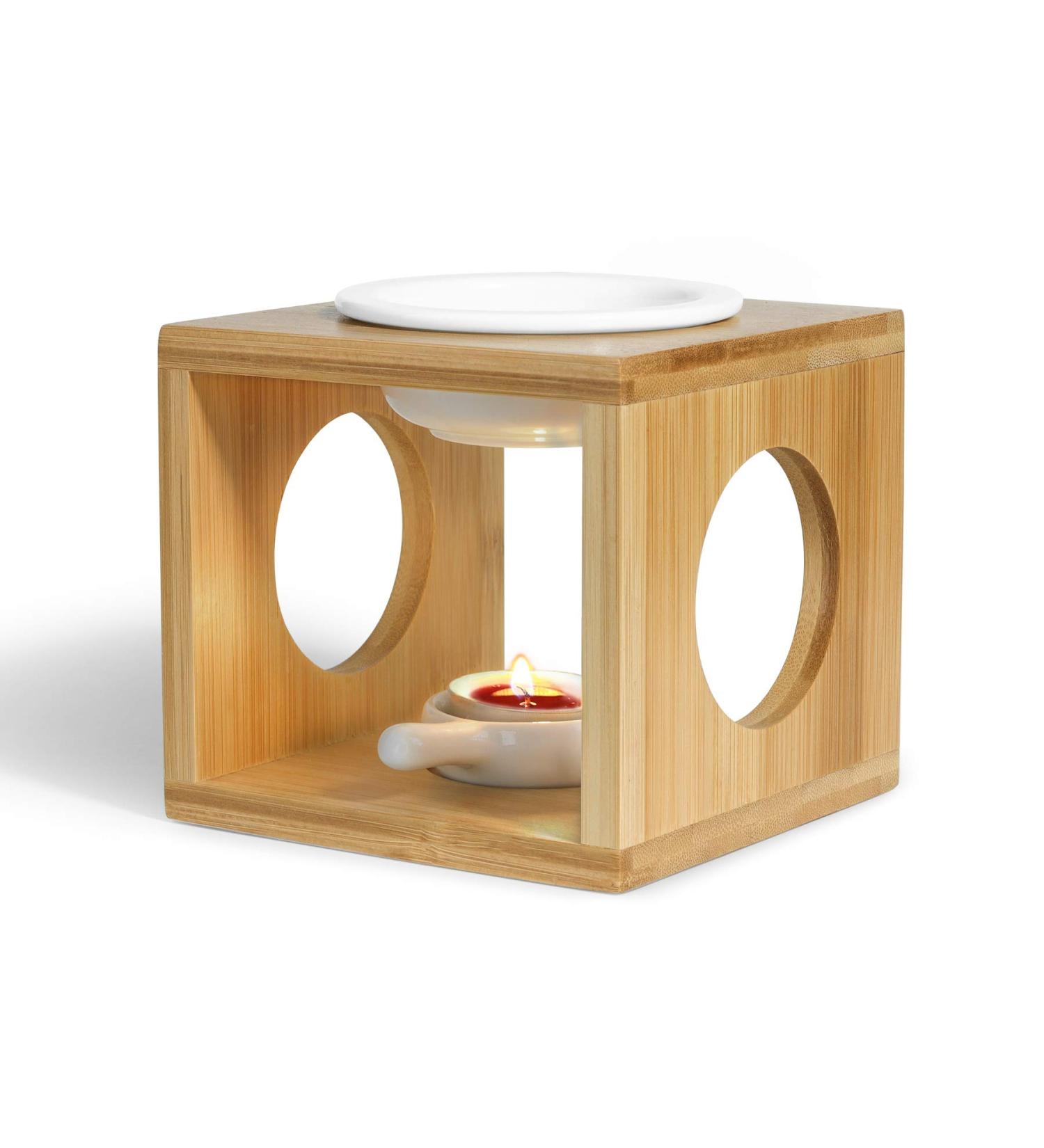 Comsaf Fragrance Lamp with Candle Holder - Aromatherapy Oil Burner for Meditation Yoga & Home | Ceramic Square Tea Light & Removable Wax Holder - Buy Online on GoSupps.com