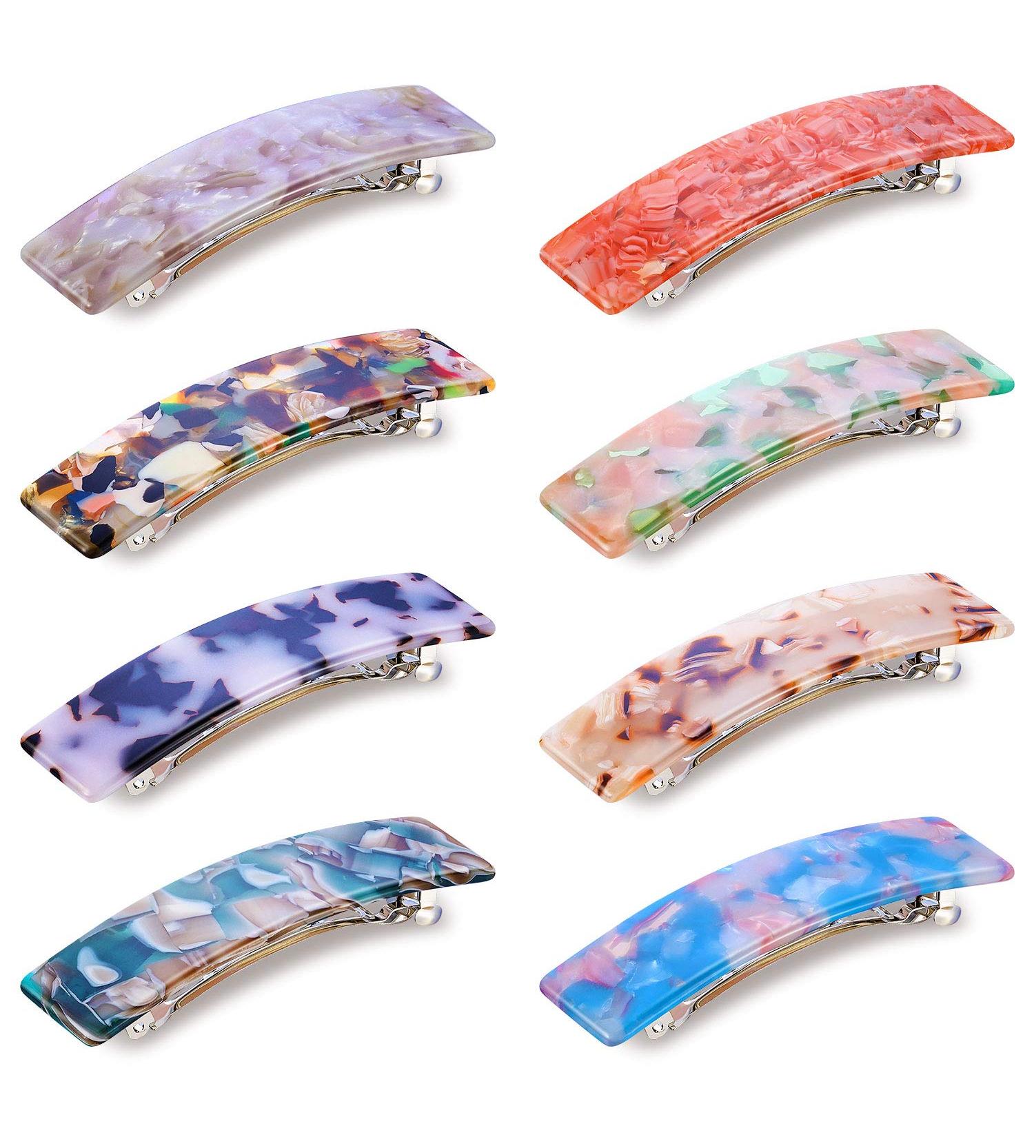 8-Piece Women's Hair Barrettes: Cellulose Acetate Hair Clips - Tortoise Shell French Design - Colorful Patterns - Ideal for Daily Wear - Buy Online on GoSupps.com