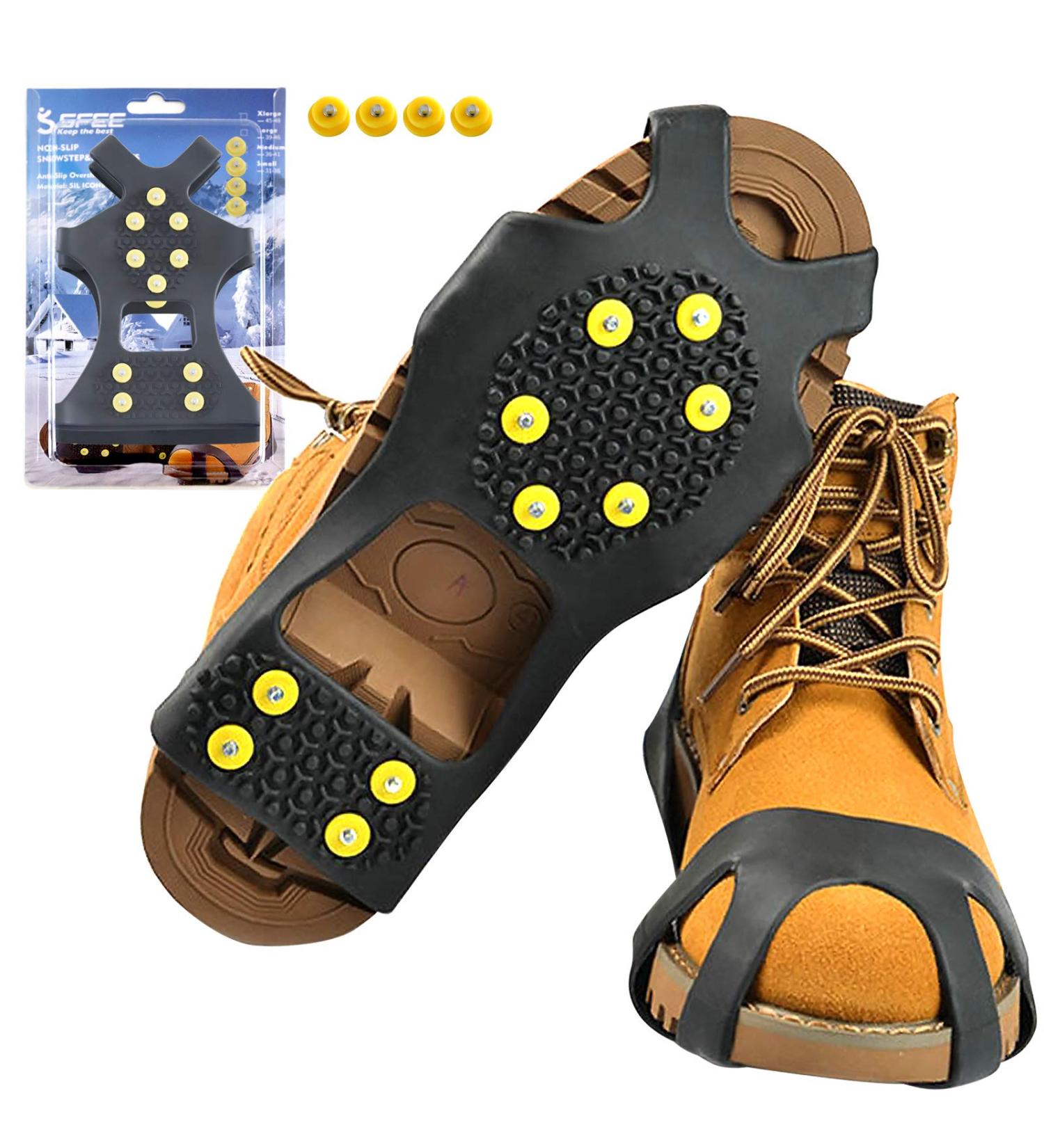 Sfee Ice Cleats: Anti-Slip Snow Grips with 10 Steel Studs for Hiking, Walking, Climbing - Medium Size for Women (7-10) and Men (5-8) - Buy Online on GoSupps.com