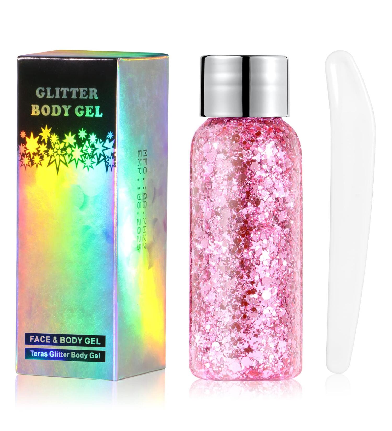 URAQT Holographic Mermaid Body Glitter Gel - Sparkling Cosmetic Glitter for Festival and Party - Pink - Buy Online on GoSupps.com