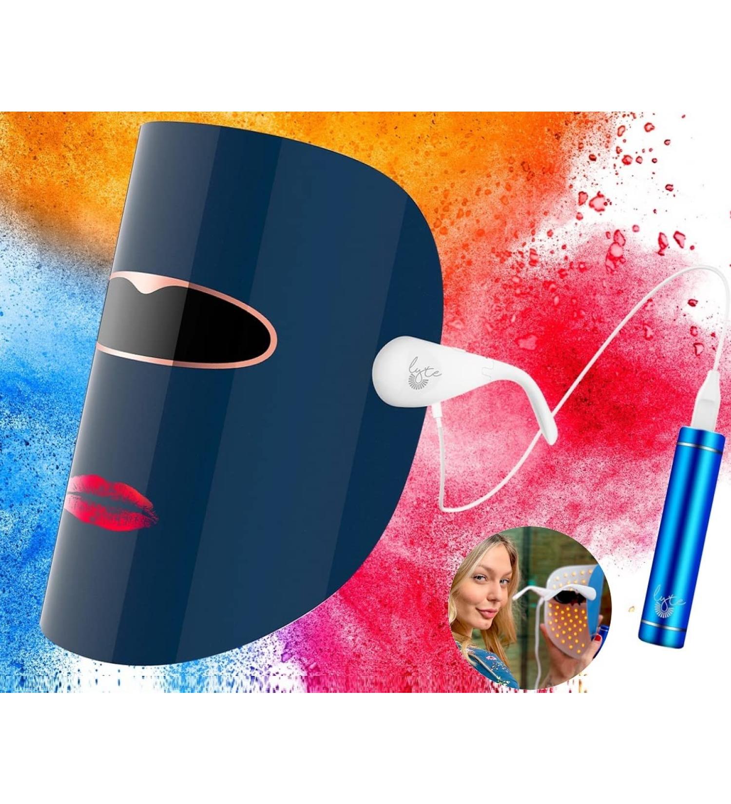 Lyte TRI Color LED Light Therapy Mask with Lipstick Powerbank - Skin Red Blue Amber LED (Lyte Mask) - Buy Online on GoSupps.com
