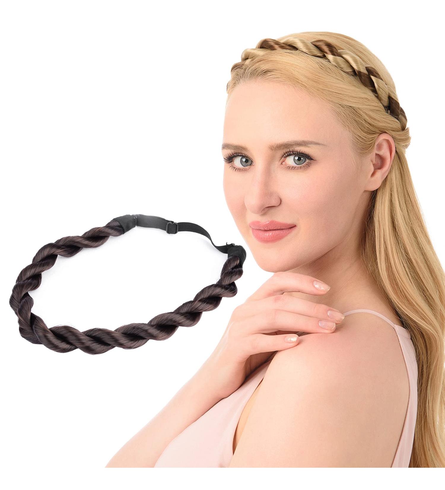 DIGUAN Thin Synthetic Hair Braided Headband in Brunette Brown - Women's Beauty Accessory - Buy Online on GoSupps.com