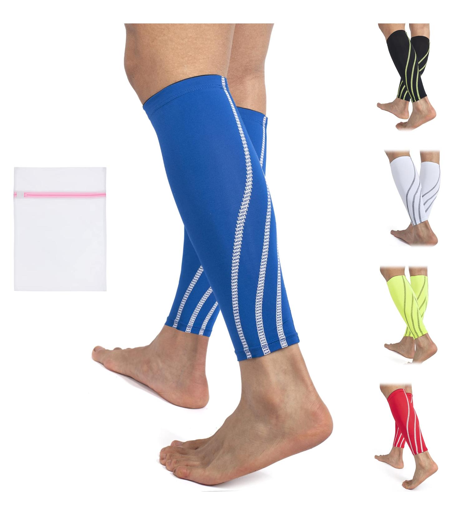 360 RELIEF Compression Calf Sleeves for Men and Women | Shin Splints, Muscle Cramps | Ideal for Sports, Running, Hiking | Blue XL size | Includes Mesh Laundry Bag - Buy Online on GoSupps.com