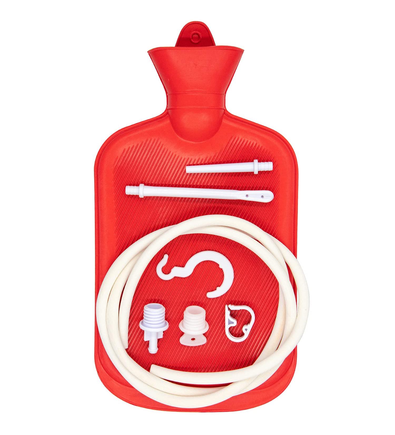 Coloring Bag Set for Enema - 2 Quart with 1.5m Hose Adjustable Flow Clamp & Tips - Intestinal Cleaning Solutions - Buy Online on GoSupps.com