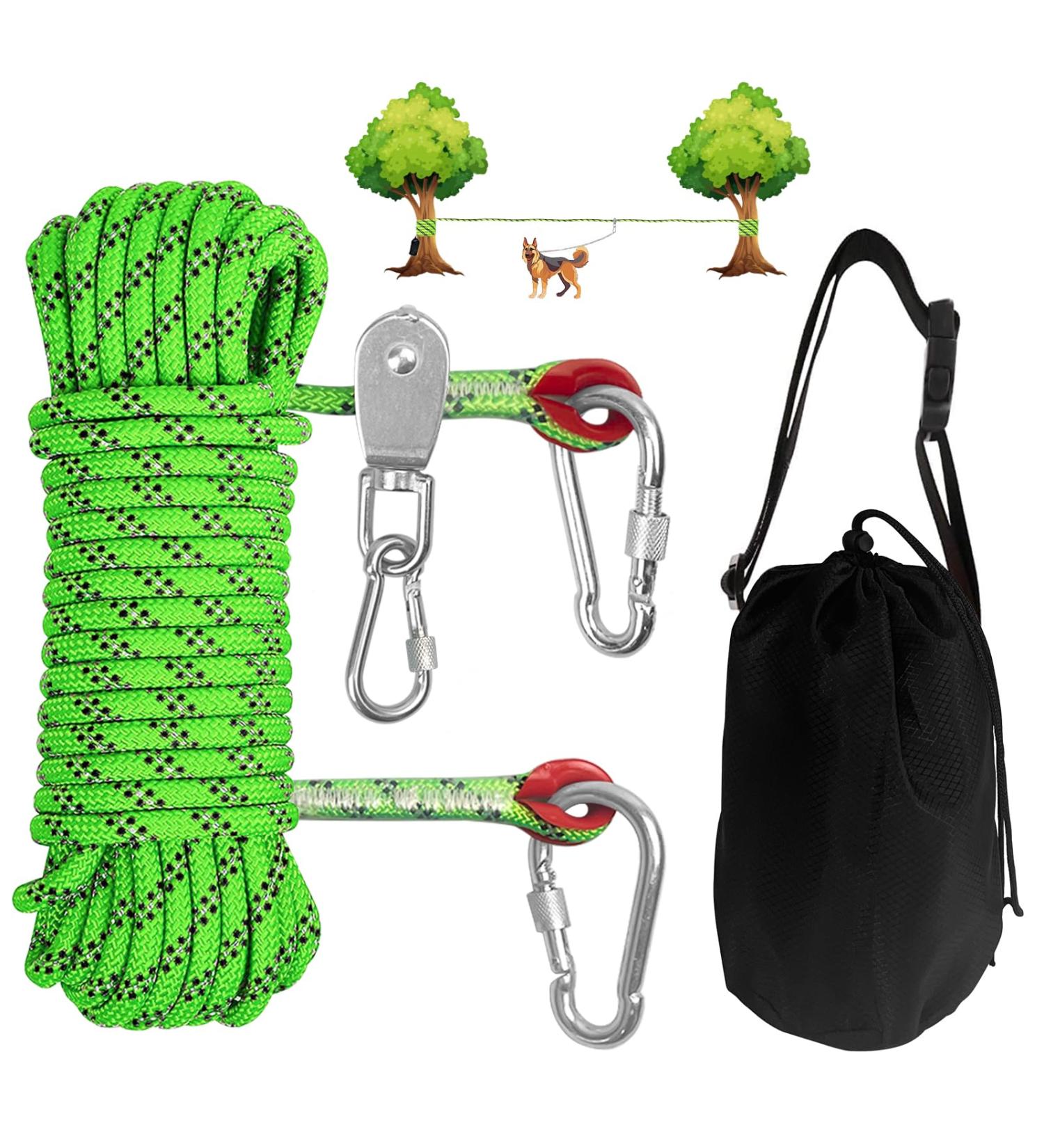 Coolyard 15m Dog Linen Cable - Heavy-Duty Trolley System for Up to 90kg Dogs | Perfect for Camping Farm & Long Walks - Buy Online on GoSupps.com