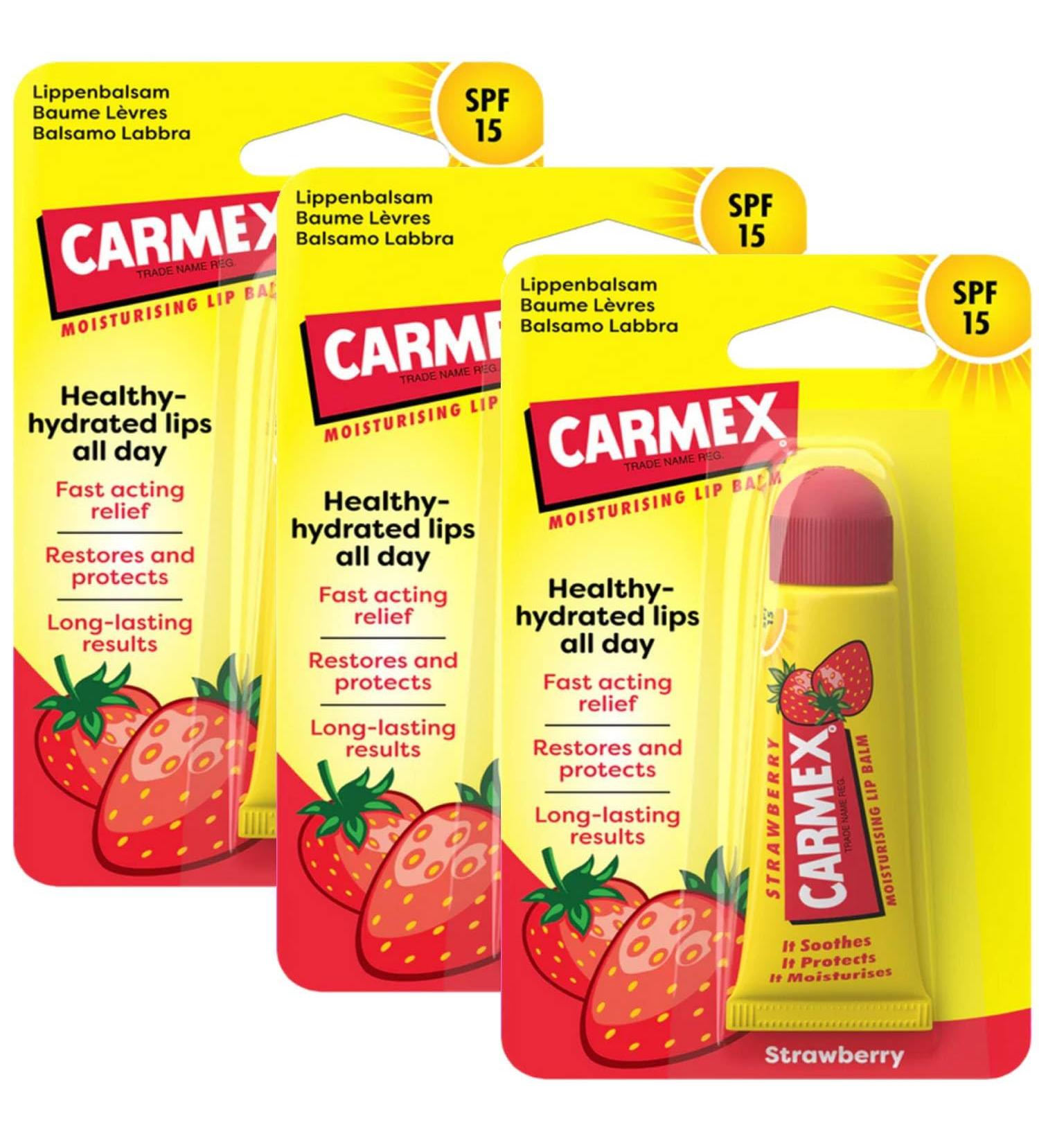 Carmex Carmex Strawberry Lip Balm Moisturizing Spf 15 3 Units - Buy Online on GoSupps.com