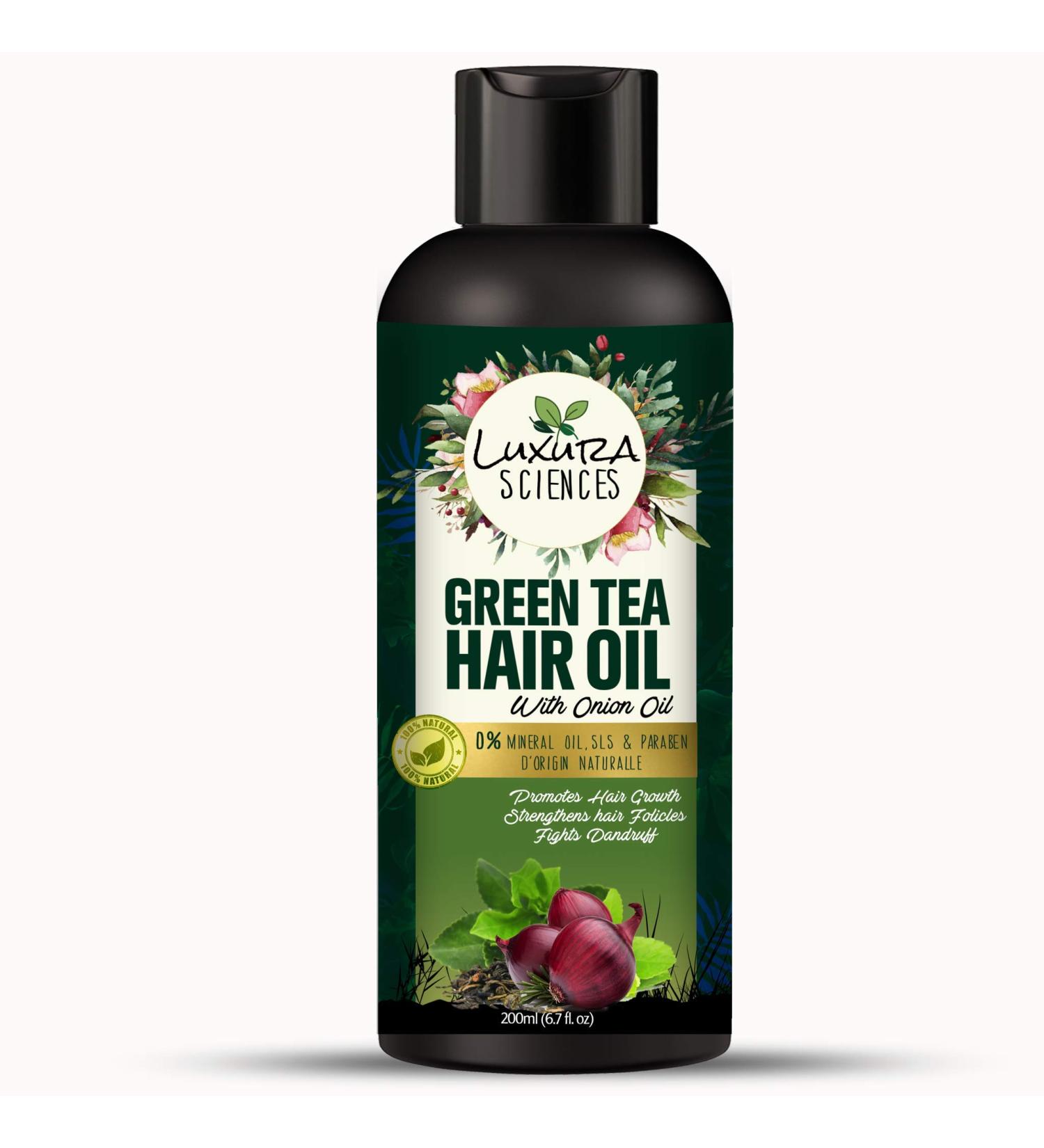 Luxura Sciences Green Tea & Onion Hair Oil 200ml - Winter Hair Improvement - Buy Online on GoSupps.com