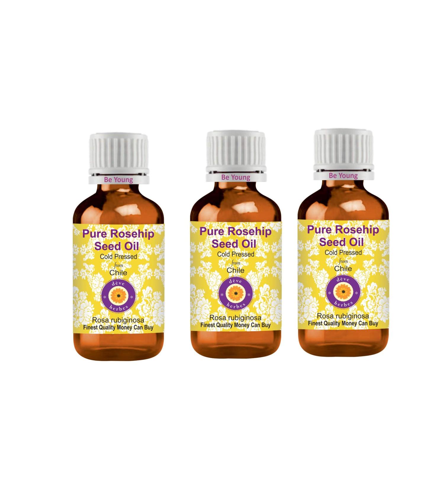  Deve Herbes Deve Herbs Set of 3 Pure Rosehip Seed Oils (Rosa rubiginosa) - Natural Therapeutic Grade Cold Pressed - 100 ml - Buy Online on GoSupps.com