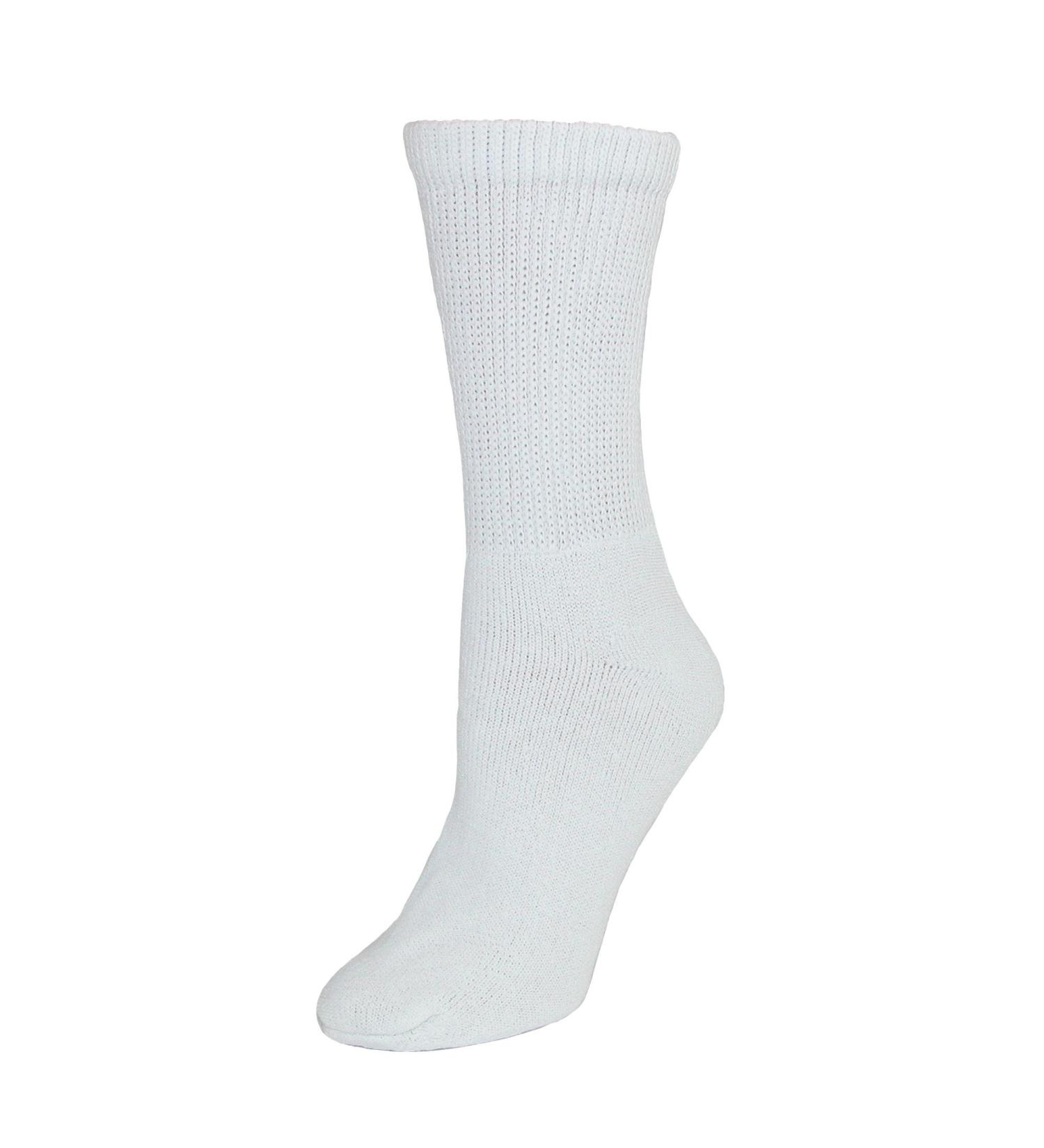 CTM Women's Diabetic Crew Socks (3 Pair Pack) One Size White