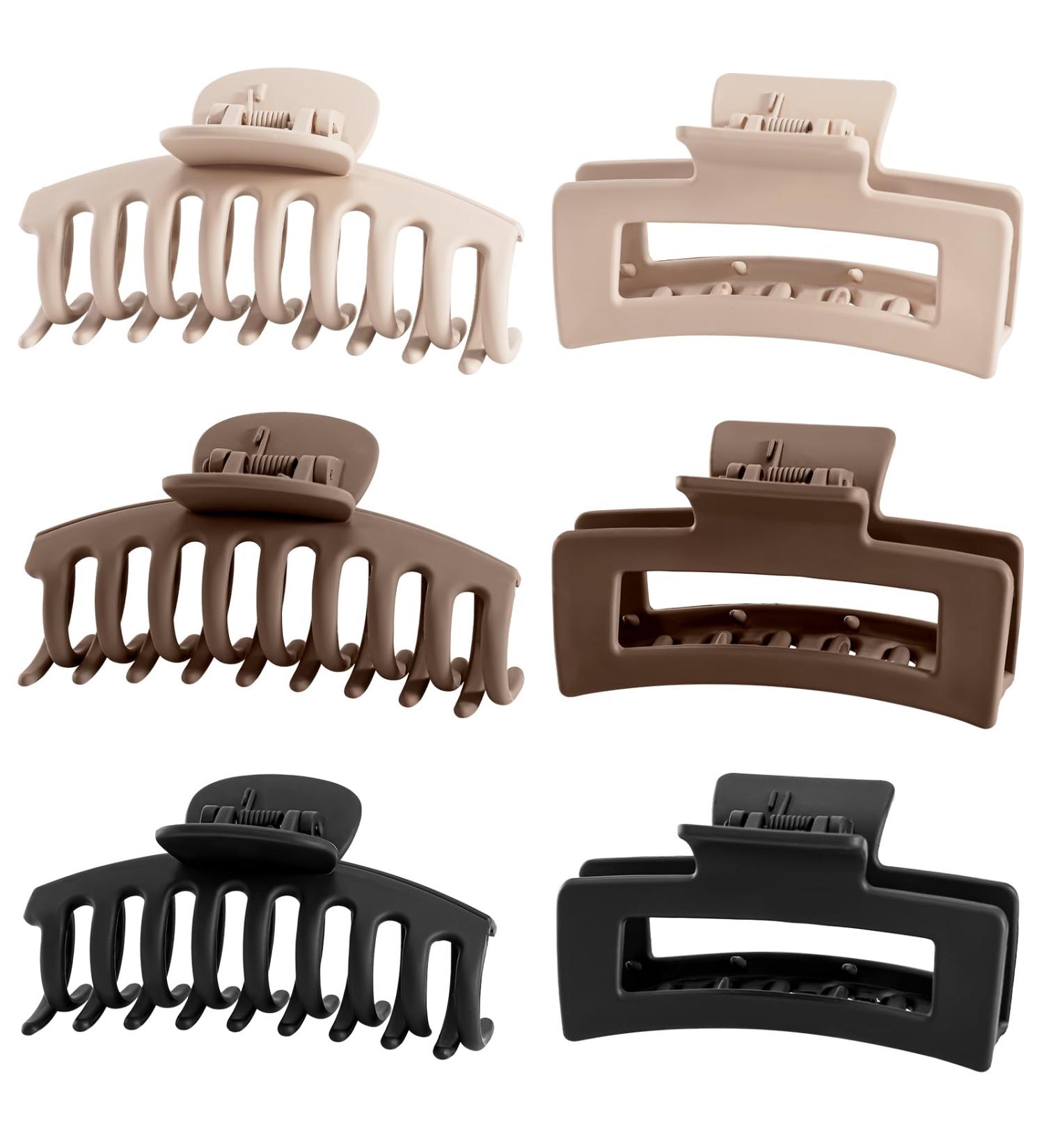 Lolalet 6-Piece Large Hair Clips - 8cm Slip-Resistant Jaw Clips for Thick Hair | Stylish Hair Accessories for Women & Girls - Pattern E - Buy Online on GoSupps.com