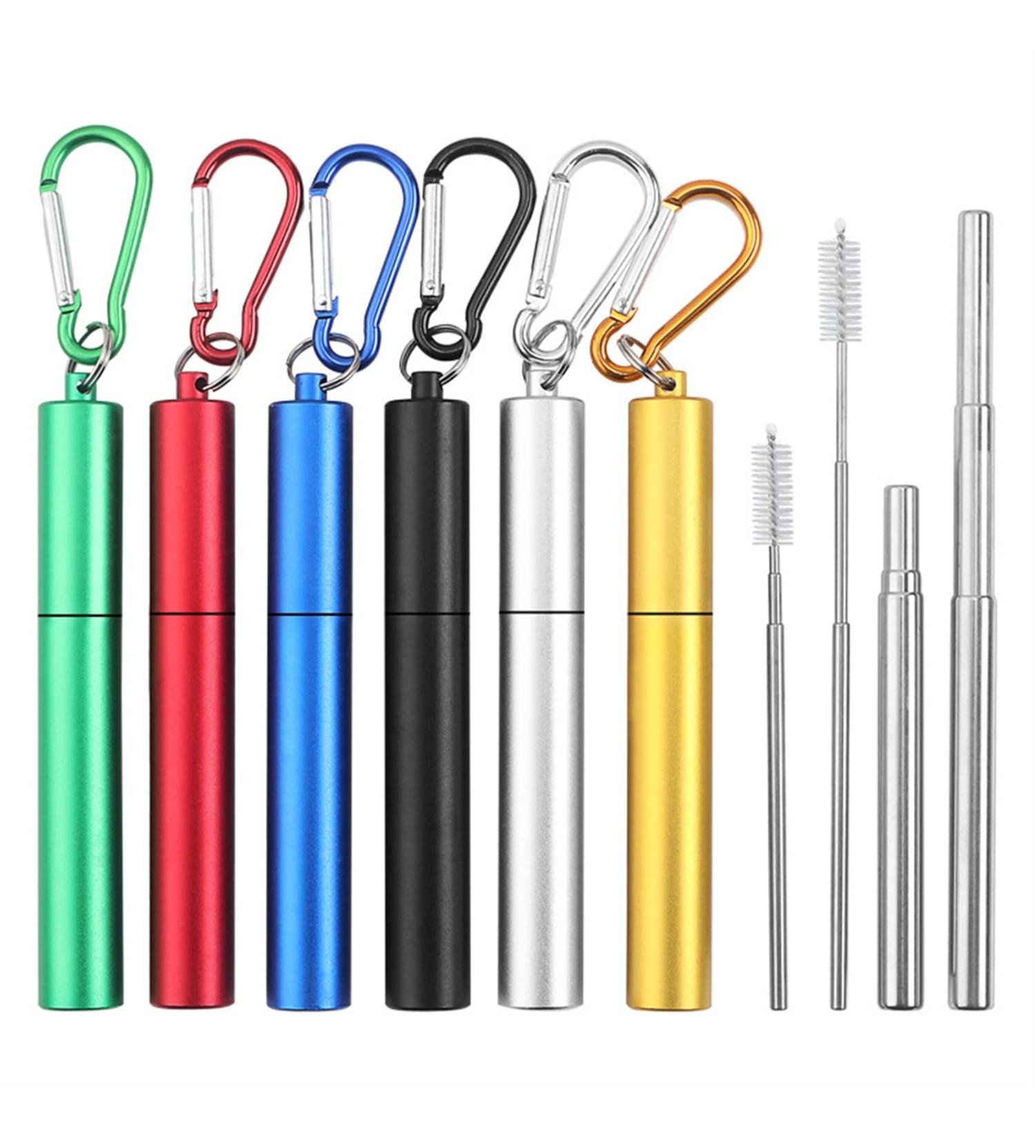 FJZFXKZL Straws 6 Pack Reusable Straws Foldable Metal Straws Stainless Steel Straws Colorful Aluminum Case with Key Chain Cleaning Brush for Travel Gifts Straw (Color : B) - Buy Online on GoSupps.com