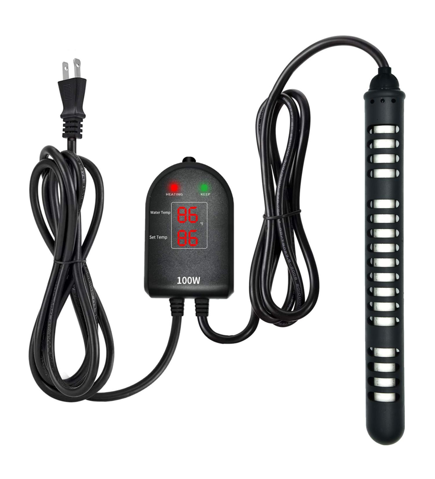 100W Submersible Aquarium Heater with Dual Temperature Displays - Ideal for Fish Tanks, Turtles, and Betta Fish - Buy Online on GoSupps.com