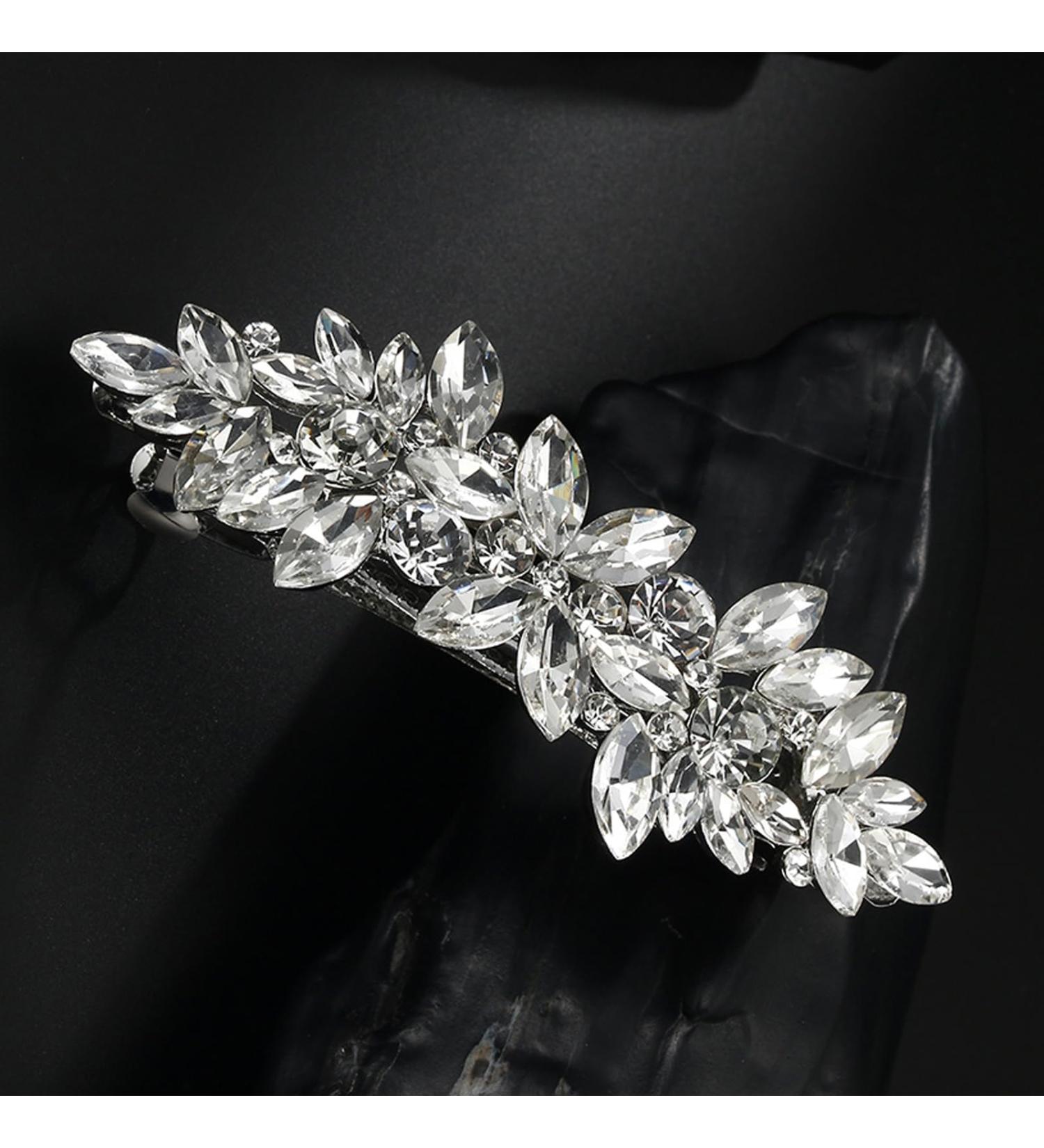Crystal Hair Clips Diamante Wedding Hair Accessories Elegant Rhinestone Barrette Silver Flower Hair Pins for Bridal Bridesmaid Girls Jewelry Hair Decorations Wedding Party Gift - Buy Online on GoSupps.com