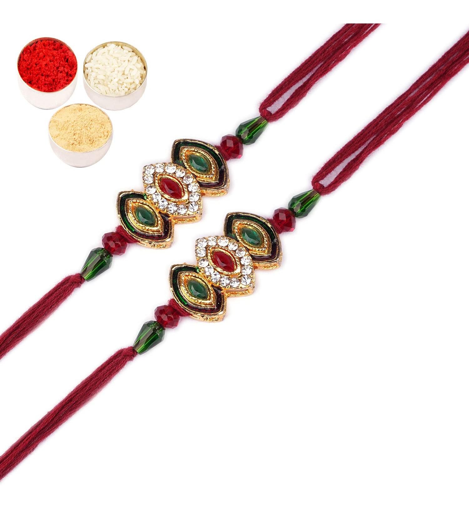 Ghasitaram Gifts Rakhi for Brother Rakhis Online - Set of 2-J-5429 Jewel Rakhis - Buy Online on GoSupps.com
