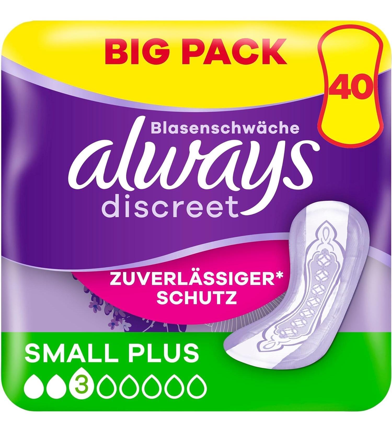 Always Discreet Incontinence Pads for Women - Small Plus 40 Pack | All-round Protection & Incredible Discretion - Shop Internationally - Buy Online on GoSupps.com