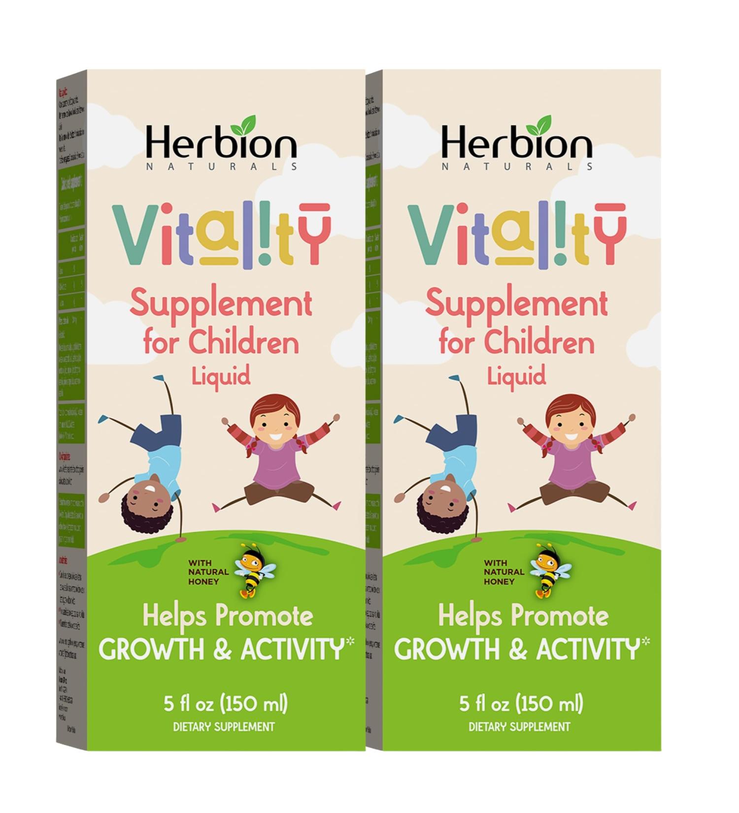 HERBION Naturals Vitality Supplement for Children Promotes Growth and Appetite Relieves Fatigue Improves Mental & Physical Performance for Kids 1 Year & Above 5 Fl Oz (Pack of 2) - Buy Online on GoSupps.com