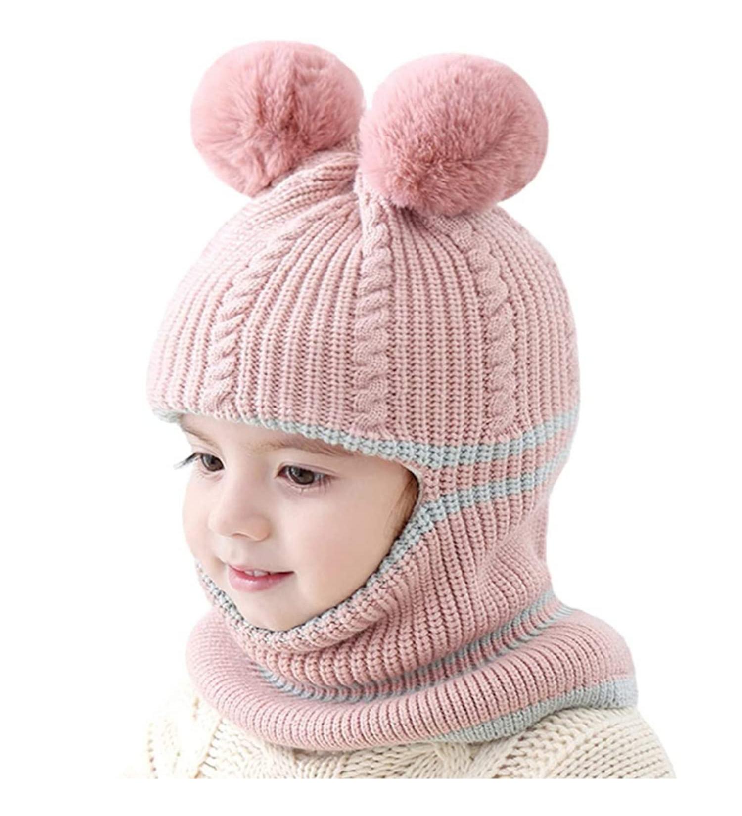Crazy Bean Kids Winter Hat & Scarf Set | Toddler Knitted Beanie | Windproof & Warm | Pink - Buy Online on GoSupps.com