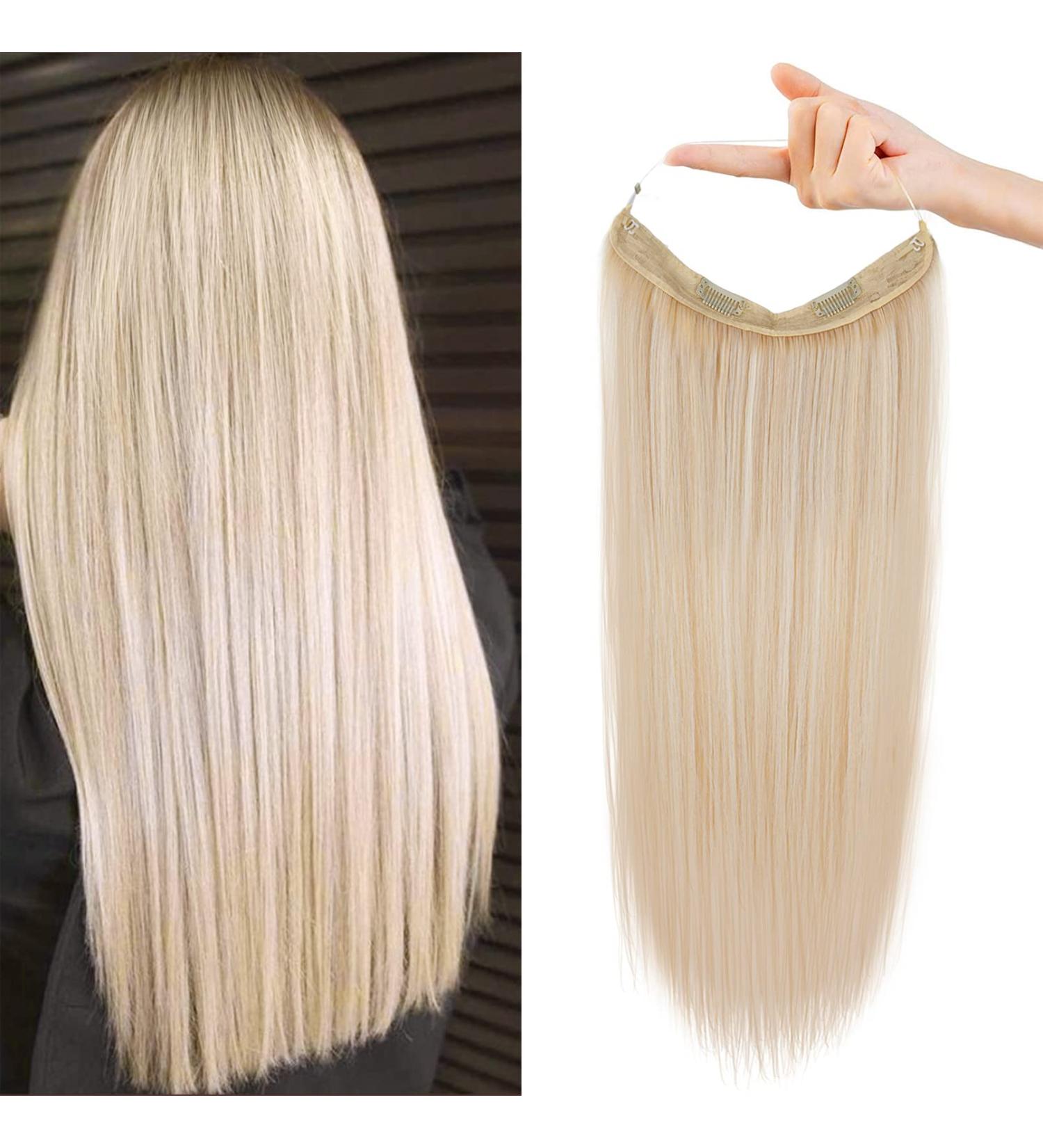 REECHO Invisible Wire Hair Extensions | Adjustable Size Secret Hairpiece for Women | 24 Inch Light Blonde | Removable Clips | Pack of 1 - Buy Online on GoSupps.com
