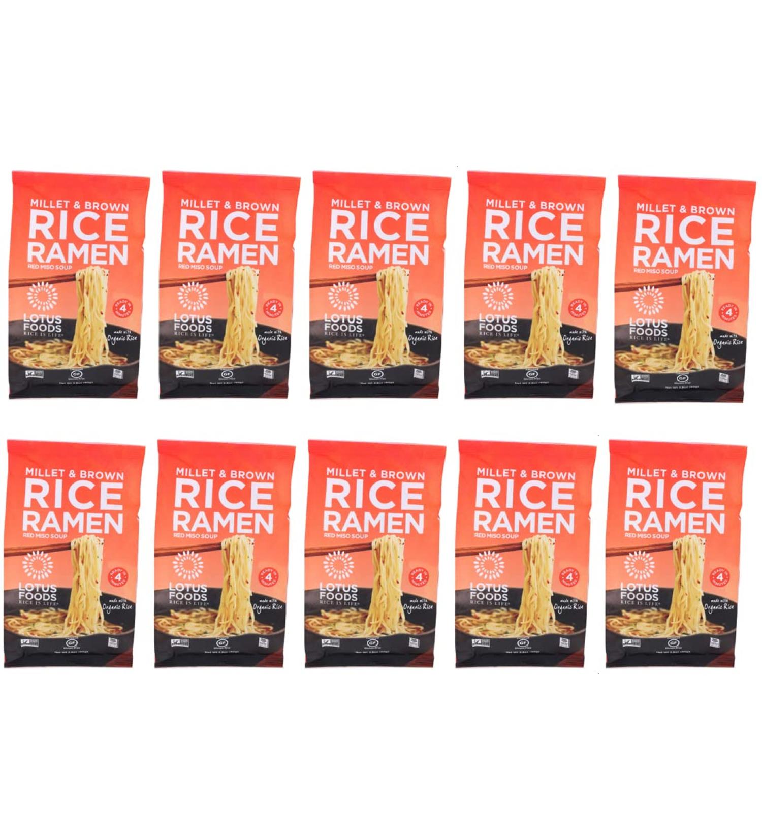 Lotus Foods Organic Millet and Brown Rice Ramen with Miso Soup 2.8 oz - 10 Pack - Buy Online on GoSupps.com