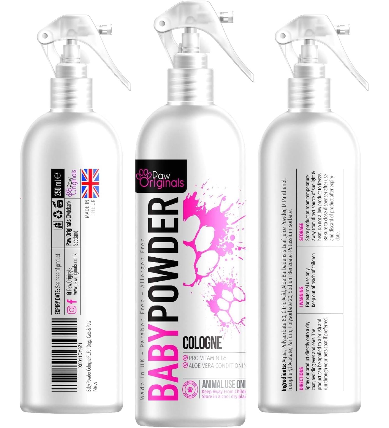 Baby Powder Cologne Perfume For Dogs - Long Lasting Deodoriser For Dogs & Aloe Vera Coat Conditioner- Naturally Derived - Lasts Up to 3 Days - 250ML - Perfume & Conditioner For Dogs Cats & Pets Baby Powder 250 ml (Pack of 1) - Buy Online on GoSupps.com