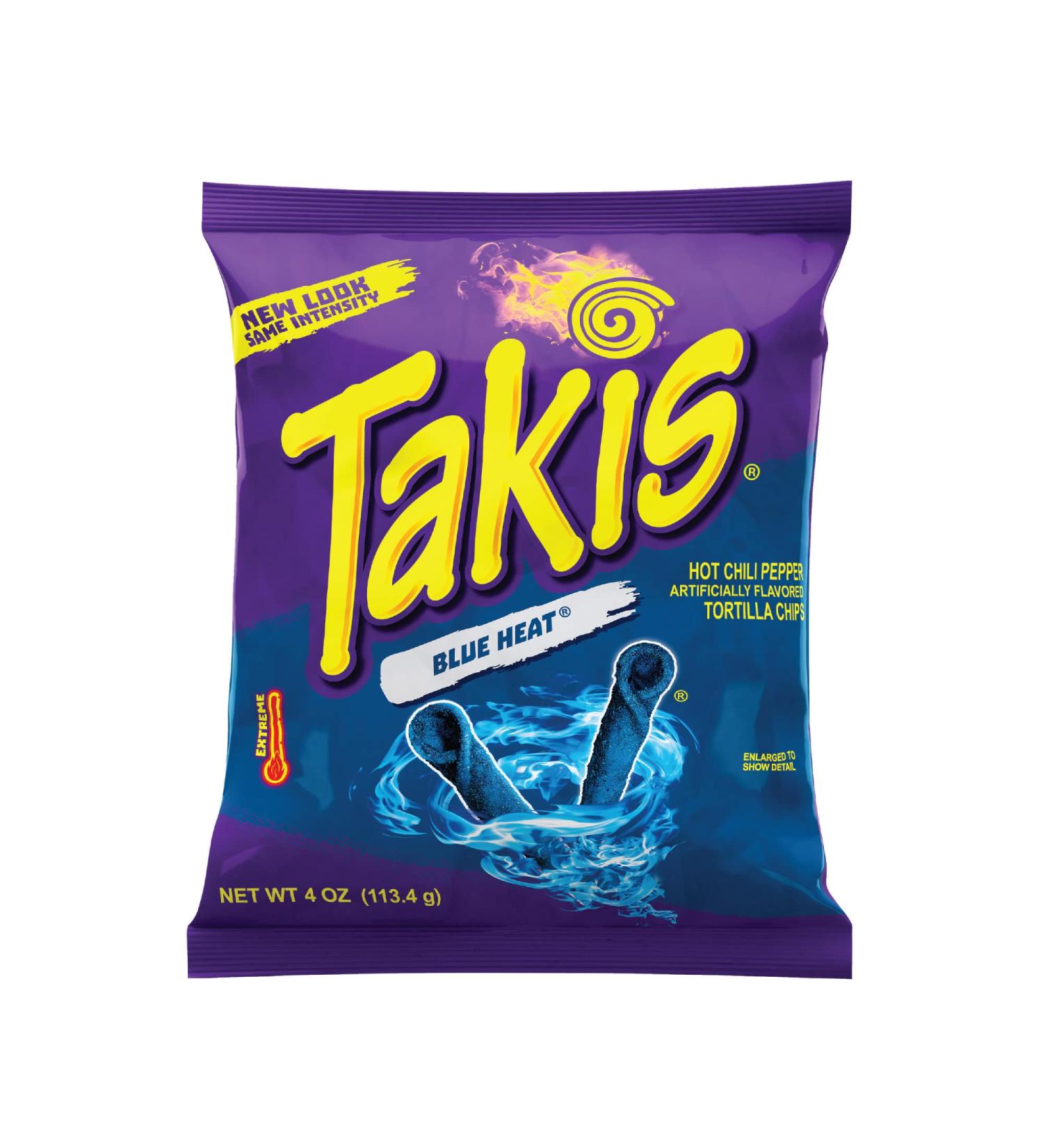 Takis Blue Heat Rolled Tortilla Chips - Hot Chili Pepper Flavored - 4 oz Bag - Buy Online on GoSupps.com