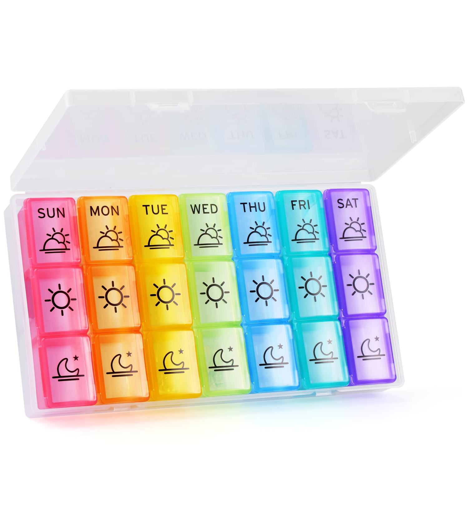 Upgraded Extra Large Weekly Pill Organizer - Portable 7-Day Medicine Box for Vitamins & Supplements Moisture-Proof & Travel Friendly - Buy Online on GoSupps.com