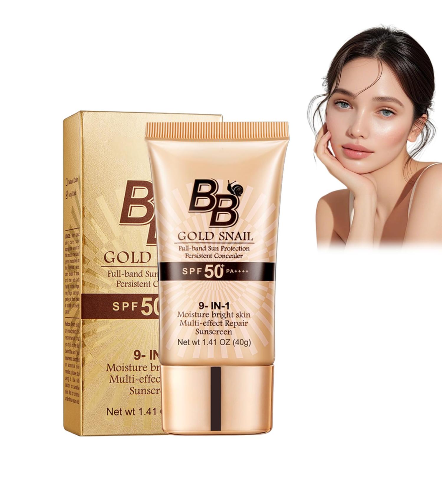 BB Cr me Escargot Dor avec SPF Sunscreen BB Cream SPF50+ PA+++ Maquillage Hydratation et Couvrance en Un Protection UV et Teint clatant (Naturel 40 g) Naturel 40 g (Lot de 1) - Buy Online on GoSupps.com