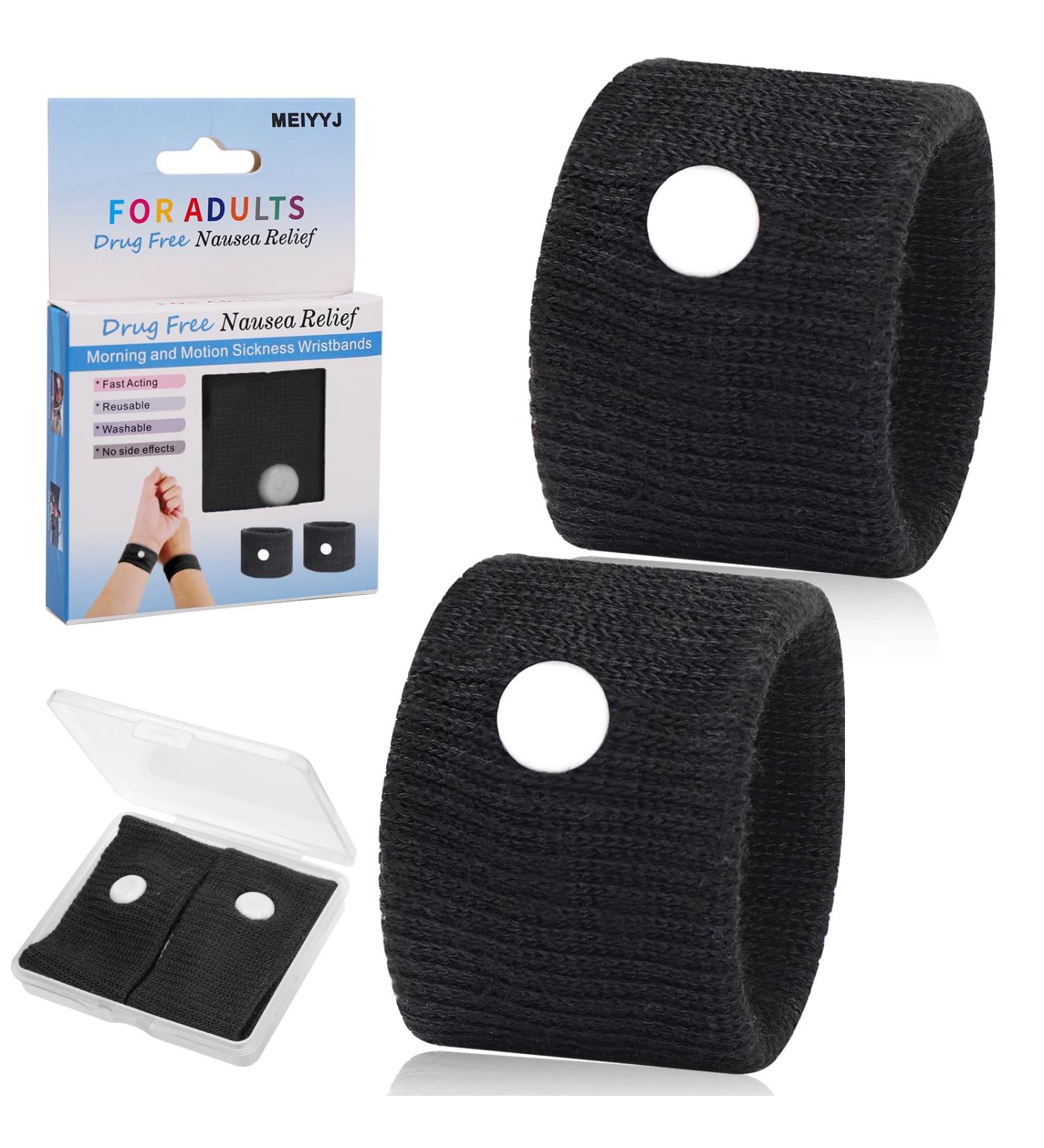 MEIYYJ Travel Sickness Bands for Adults and Kids - Motion Sickness Wristbands - 1 Pair (Black) - Buy Online on GoSupps.com