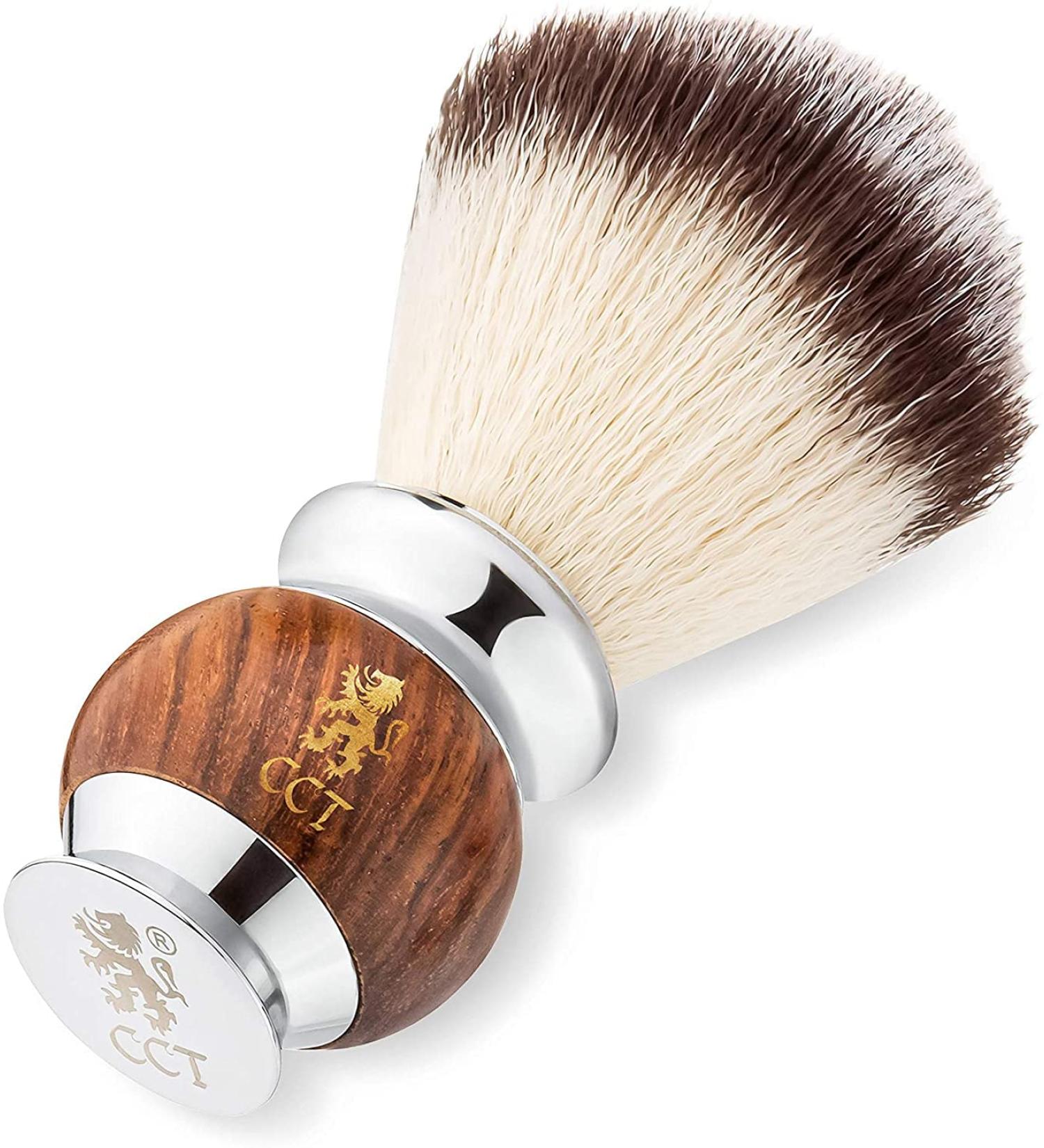Cambridge Cut Throat Luxury Men's Shaving Brush - Premium Synthetic Silvertip Badger Bristles for Soap, Foam, or Cream - Vegan Friendly Male Grooming Gift - Buy Online on GoSupps.com