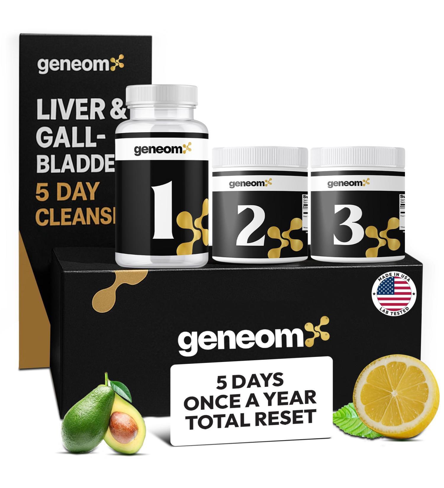 Geneomx 5-Day Liver & Gallbladder Cleanse Program with Lemon Juice Powder Malic Acid Magnesium & Vitamin C Scientifically Formulated Detox to Support Bile Flow Natural Function & Gallbladder Health - Buy Online on GoSupps.com