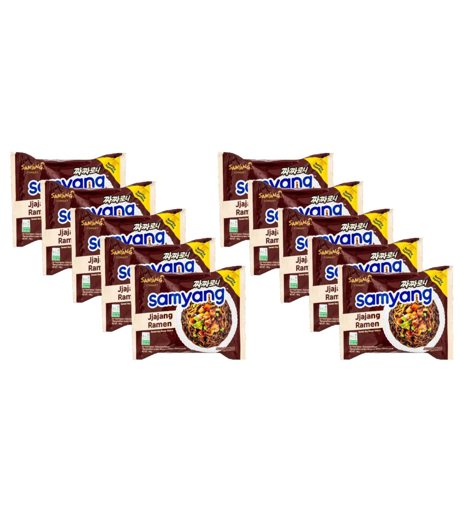 Samyang Jjajang (Chacharoni) Ramen Sweet Soy Bean Sauce Stir Fried Instant Noodles New Packaging 2023 Halal (Pack of 10) by CNMART - Buy Online on GoSupps.com